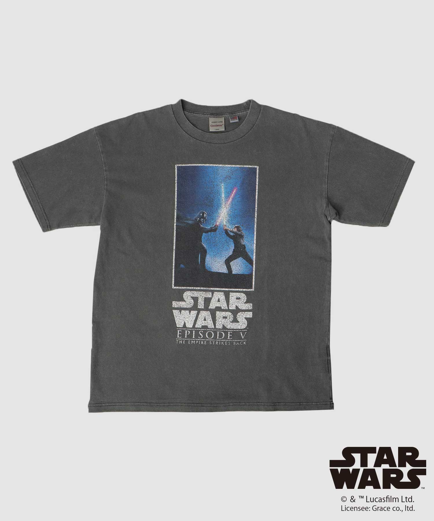 グッドウェア GOODWEAR STAR WARS クラックプリント Tシャツ ビッグシルエット 新たなる希望 帝国の逆襲 （チャコール-A） チャコール-A