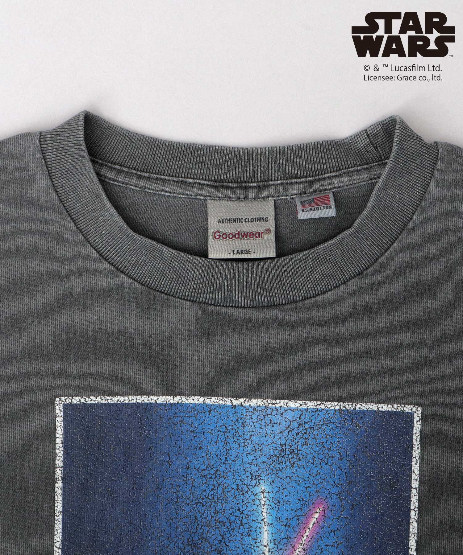 グッドウェア GOODWEAR STAR WARS クラックプリント Tシャツ ビッグシルエット 新たなる希望 帝国の逆襲 （チャコール-A） チャコール-A