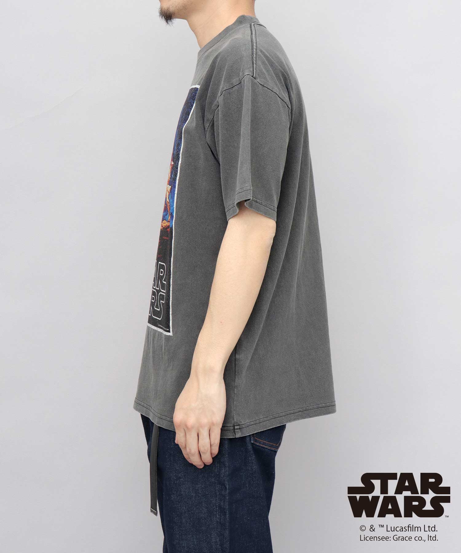 グッドウェア GOODWEAR STAR WARS クラックプリント Tシャツ ビッグシルエット 新たなる希望 帝国の逆襲 （チャコール-A） チャコール-A