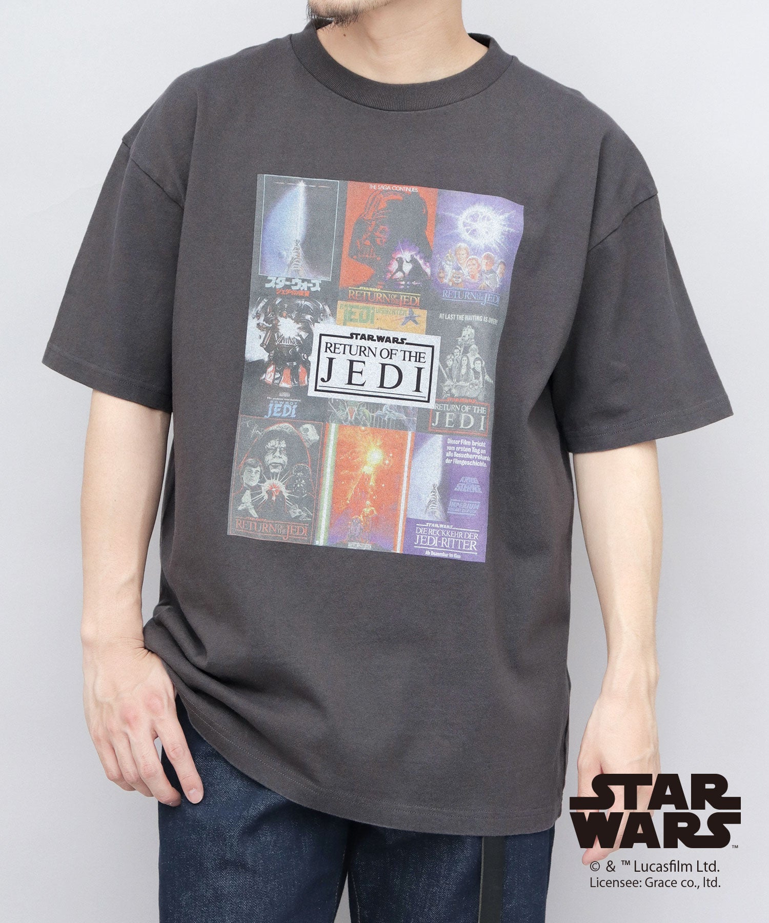 グッドウェア GOODWEAR STAR WARS コラージュプリント Tシャツ ビッグシルエット エピソード6 ジェダイの復帰 （チャコール） チャコール