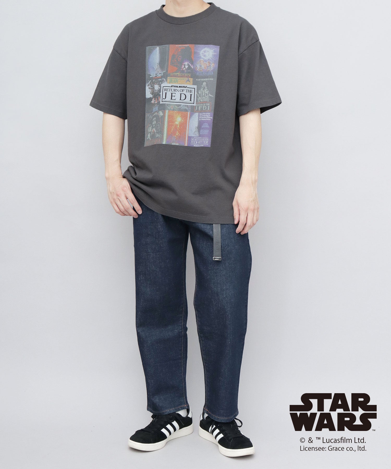 グッドウェア GOODWEAR STAR WARS コラージュプリント Tシャツ ビッグシルエット エピソード6 ジェダイの復帰 （チャコール） チャコール