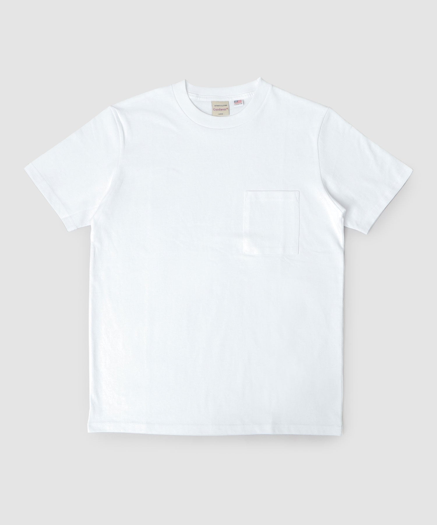 グッドウェア GOODWEAR USAコットン 吸水速乾・接触冷感 袖リブ ポケット付き 半袖 Tシャツ （グレー） グレー