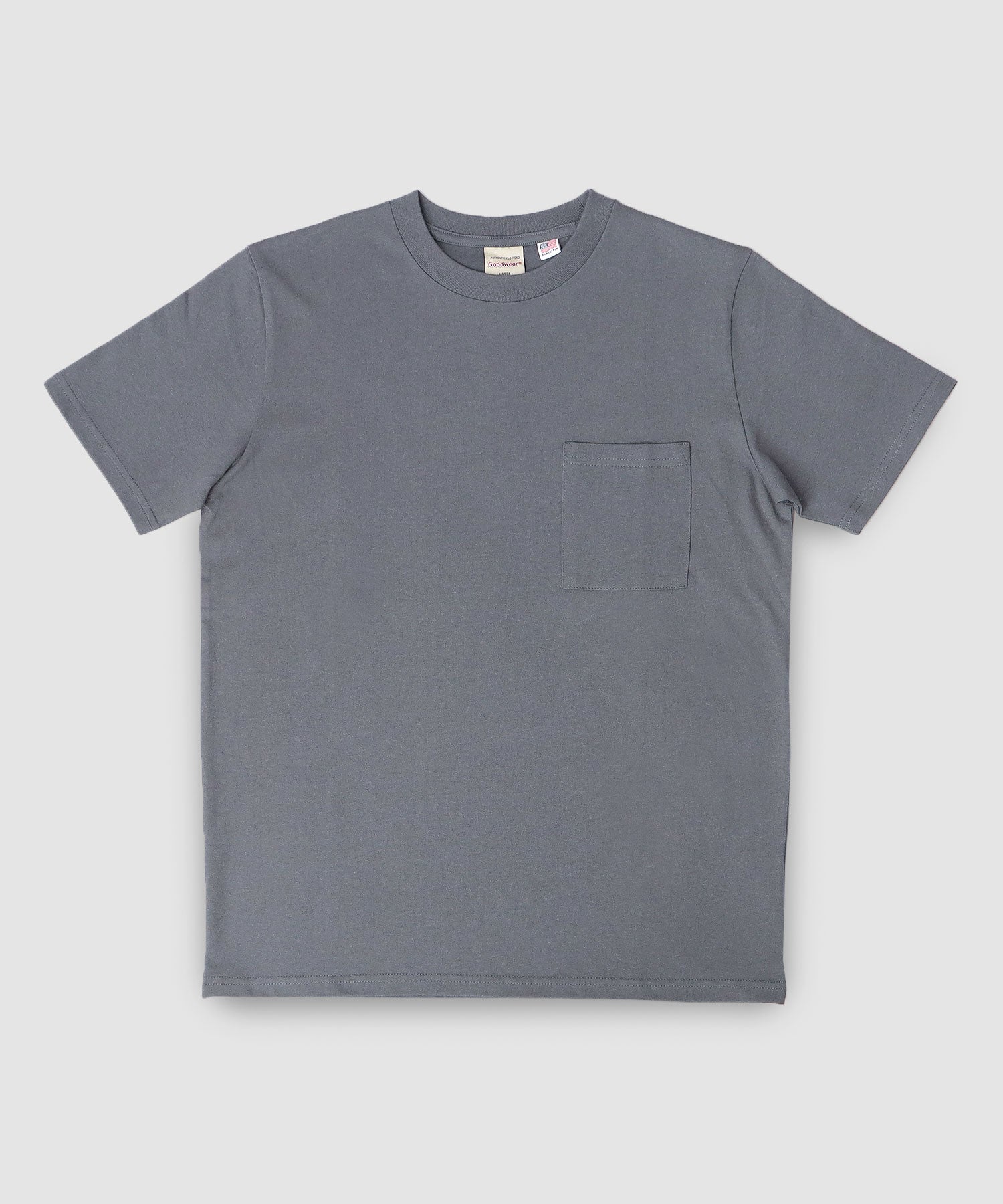 グッドウェア GOODWEAR USAコットン 吸水速乾・接触冷感 袖リブ ポケット付き 半袖 Tシャツ （グレー） グレー