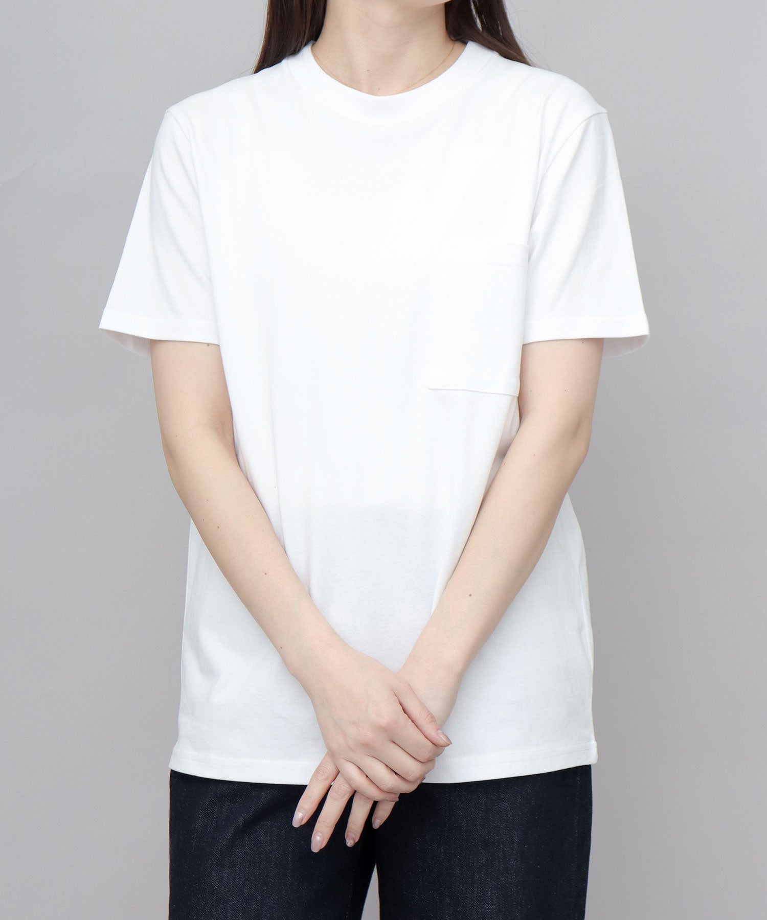 グッドウェア GOODWEAR USAコットン 吸水速乾・接触冷感 袖リブ ポケット付き 半袖 Tシャツ （グレー） グレー