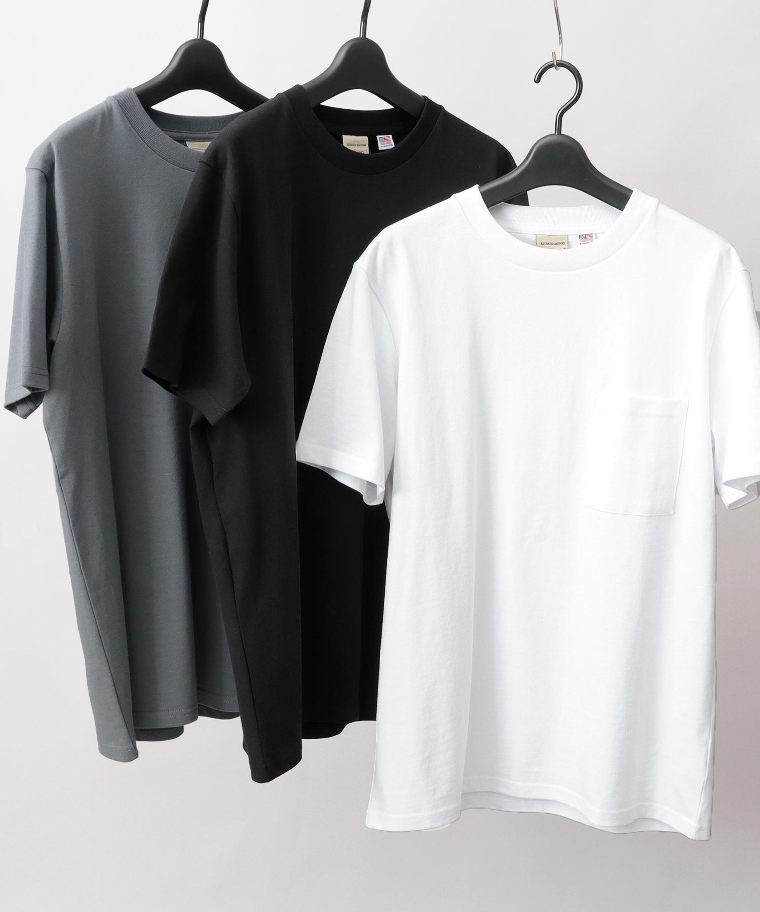 グッドウェア GOODWEAR USAコットン 吸水速乾・接触冷感 袖リブ ポケット付き 半袖 Tシャツ （グレー） グレー