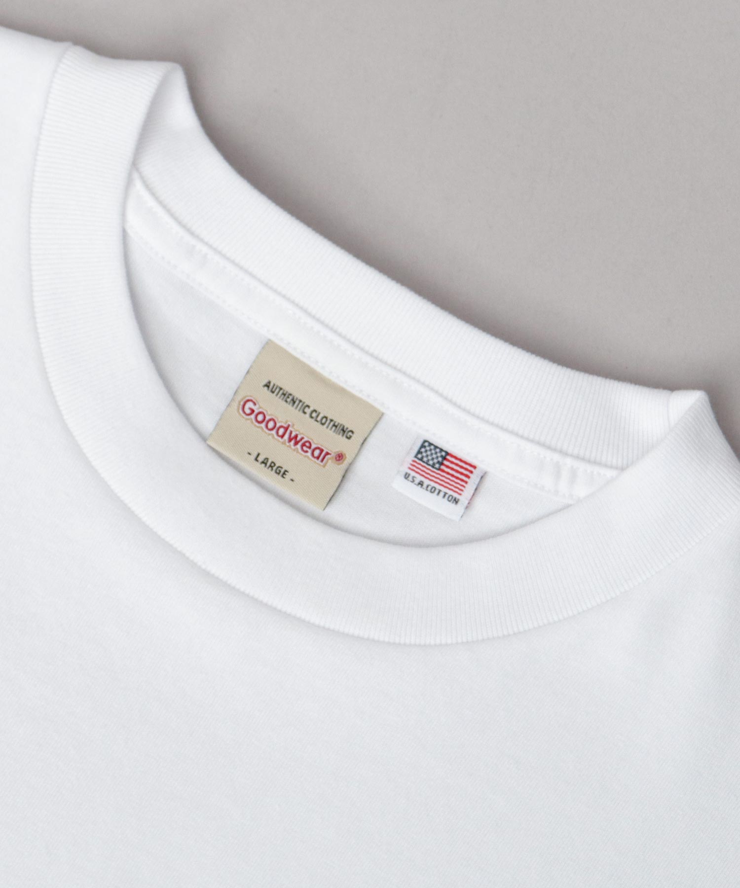 グッドウェア GOODWEAR USAコットン 吸水速乾・接触冷感 袖リブ ポケット付き 半袖 Tシャツ （グレー） グレー