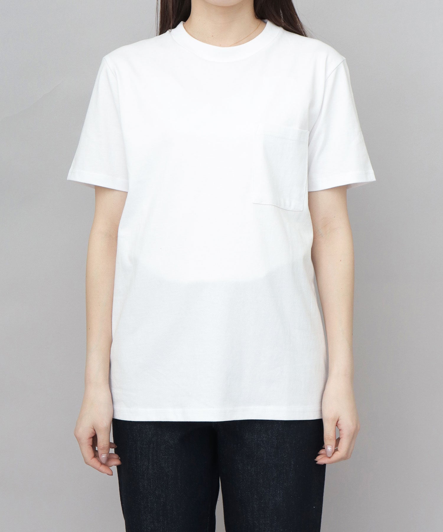 グッドウェア GOODWEAR USAコットン 吸水速乾・接触冷感 袖リブ ポケット付き 半袖 Tシャツ （グレー） グレー