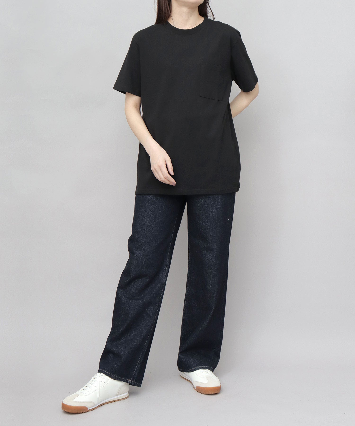 グッドウェア GOODWEAR USAコットン 吸水速乾・接触冷感 袖リブ ポケット付き 半袖 Tシャツ （グレー） グレー