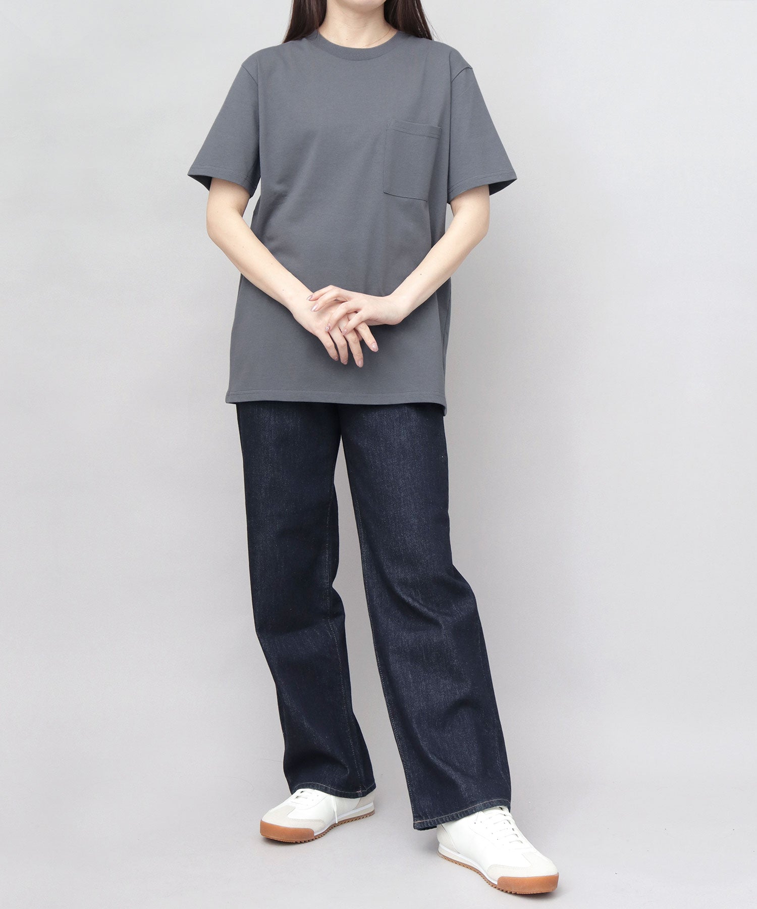 グッドウェア GOODWEAR USAコットン 吸水速乾・接触冷感 袖リブ ポケット付き 半袖 Tシャツ （グレー） グレー