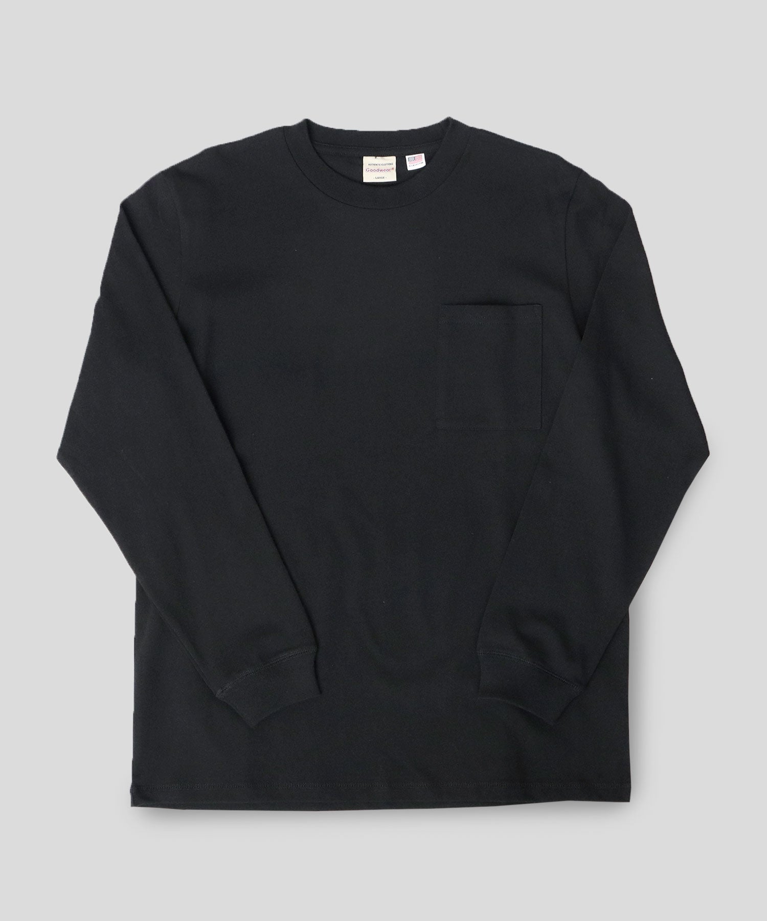 グッドウェア GOODWEAR USAコットン 吸水速乾・接触冷感 袖リブ ポケット付き ロングスリーブ Tシャツ （ホワイト） ホワイト