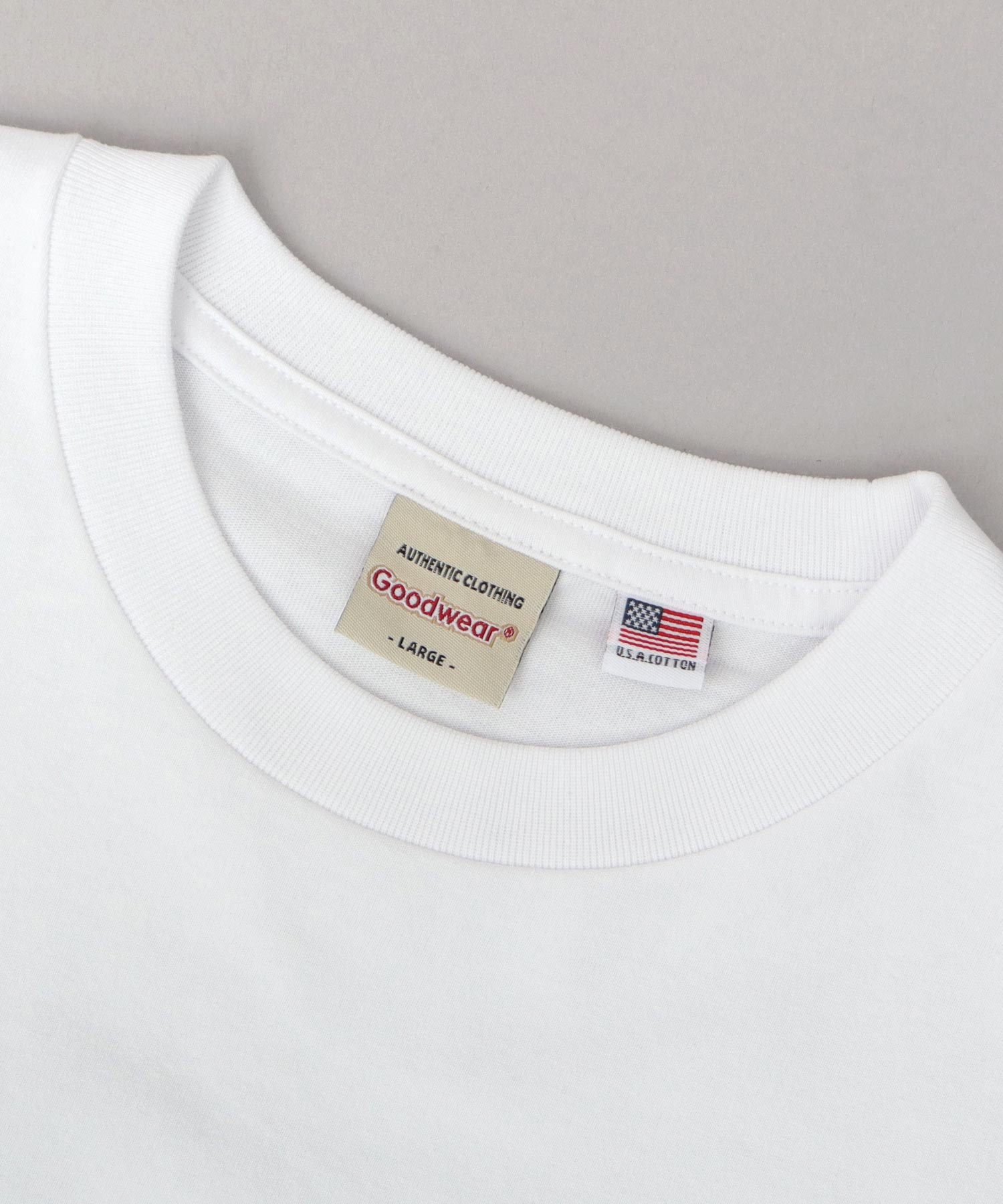 グッドウェア GOODWEAR USAコットン 吸水速乾・接触冷感 袖リブ ポケット付き ロングスリーブ Tシャツ （ホワイト） ホワイト