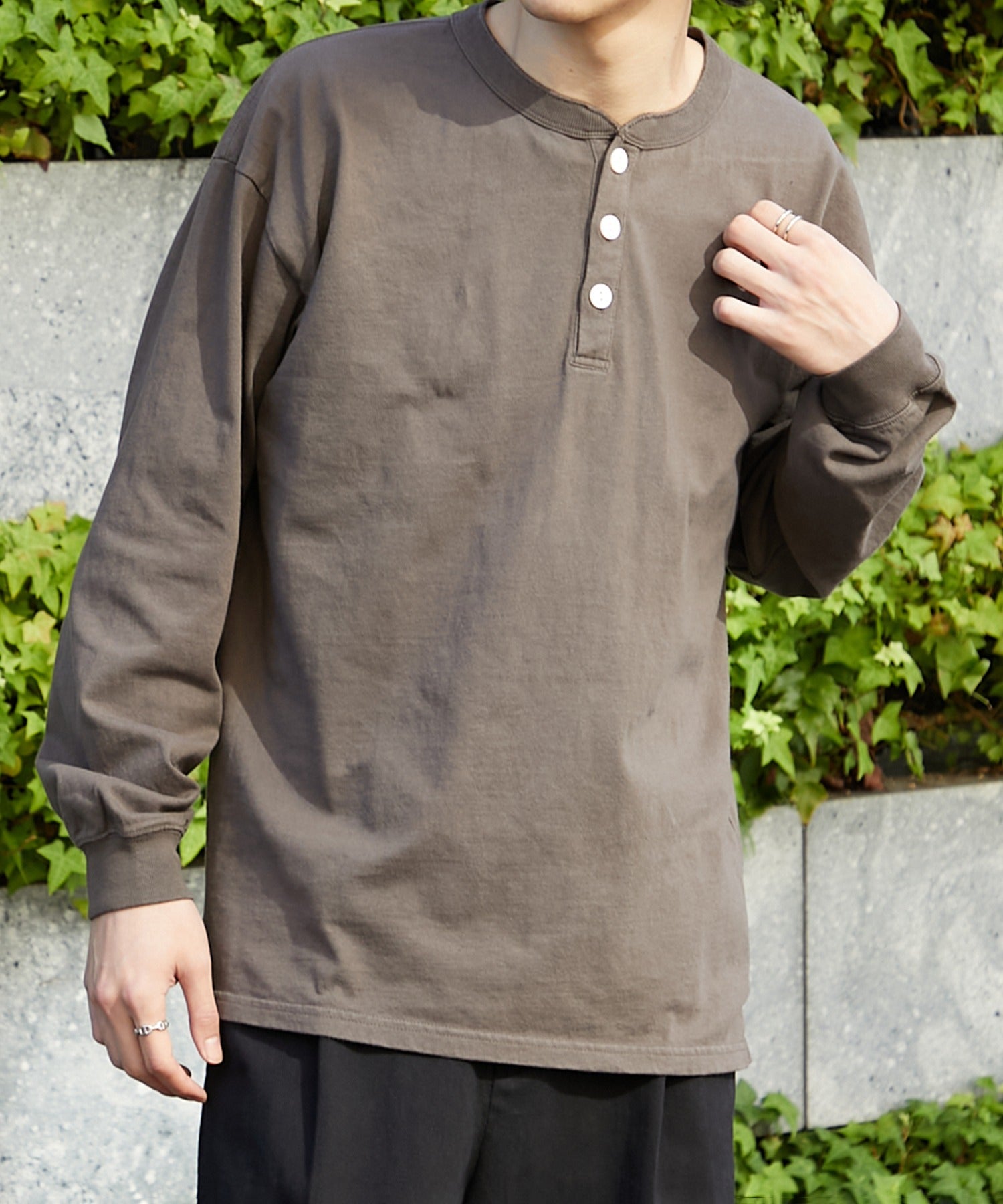 グッドウェア GOODWEAR 【Goodwear】ヘンリーネック L/S TEE ヘビーウェイトUSAコットン 2W7-5512 （カーキ） カーキ
