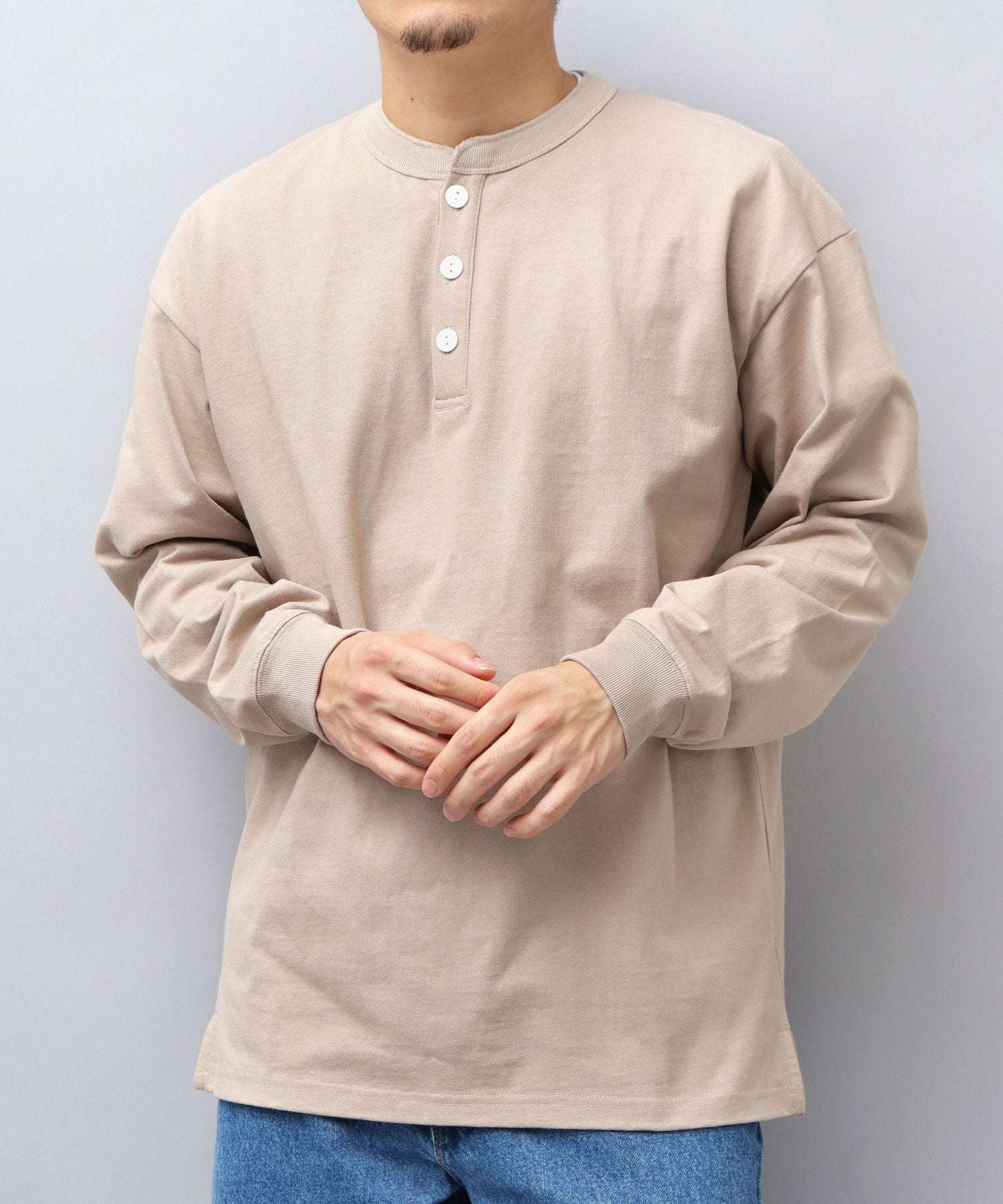 グッドウェア GOODWEAR USAコットン ヘンリーネック ロングスリーブTシャツ ロンT 長袖 レギュラーシルエット （ダークグリーン） ダークグリーン