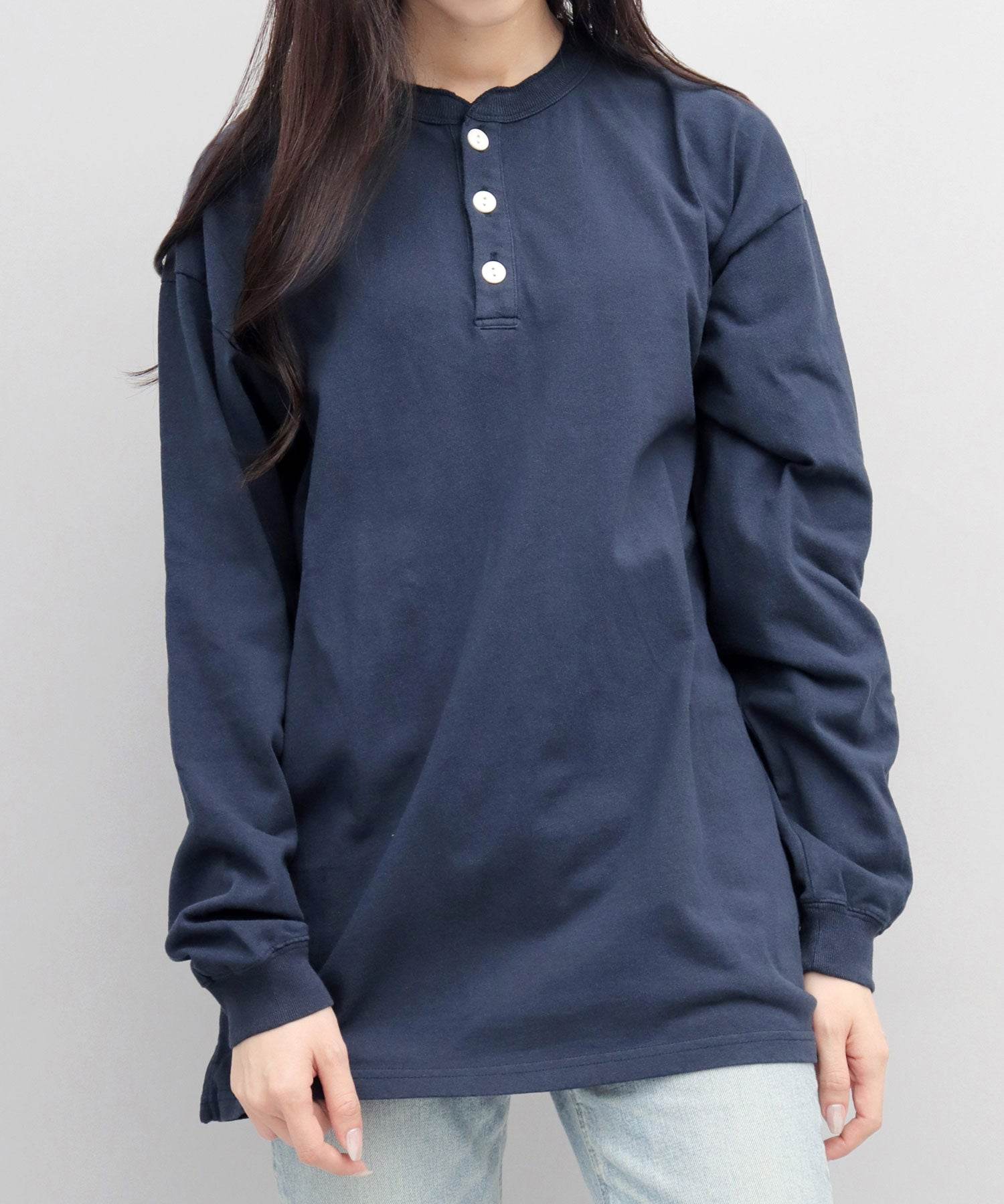 グッドウェア GOODWEAR USAコットン ヘンリーネック ロングスリーブTシャツ ロンT 長袖 レギュラーシルエット （ダークグリーン） ダークグリーン