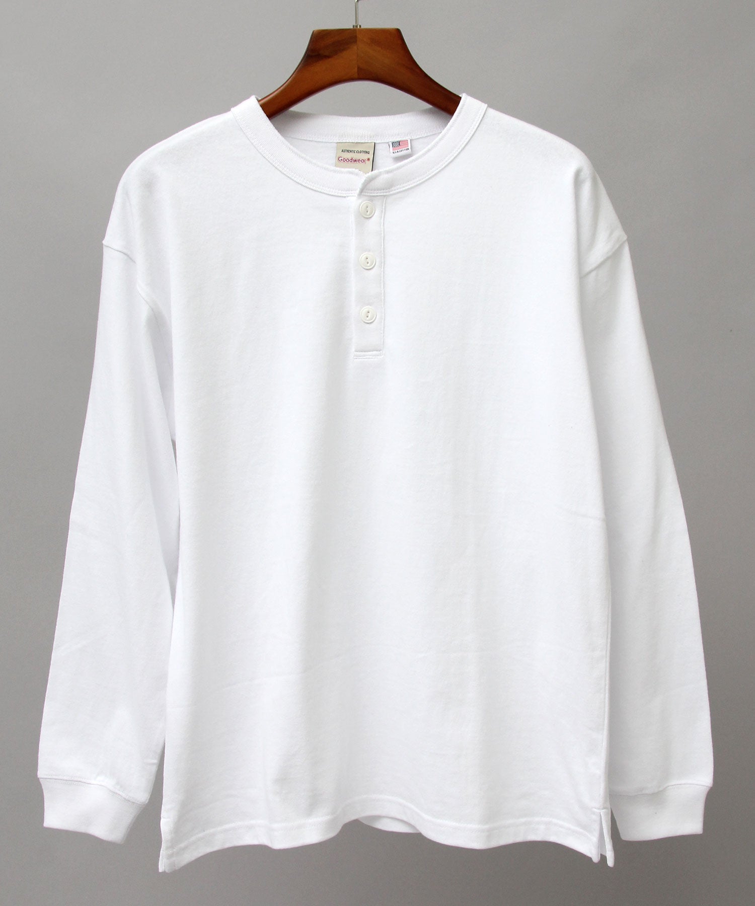 グッドウェア GOODWEAR USAコットン ヘンリーネック ロングスリーブTシャツ ロンT 長袖 レギュラーシルエット （ダークグリーン） ダークグリーン