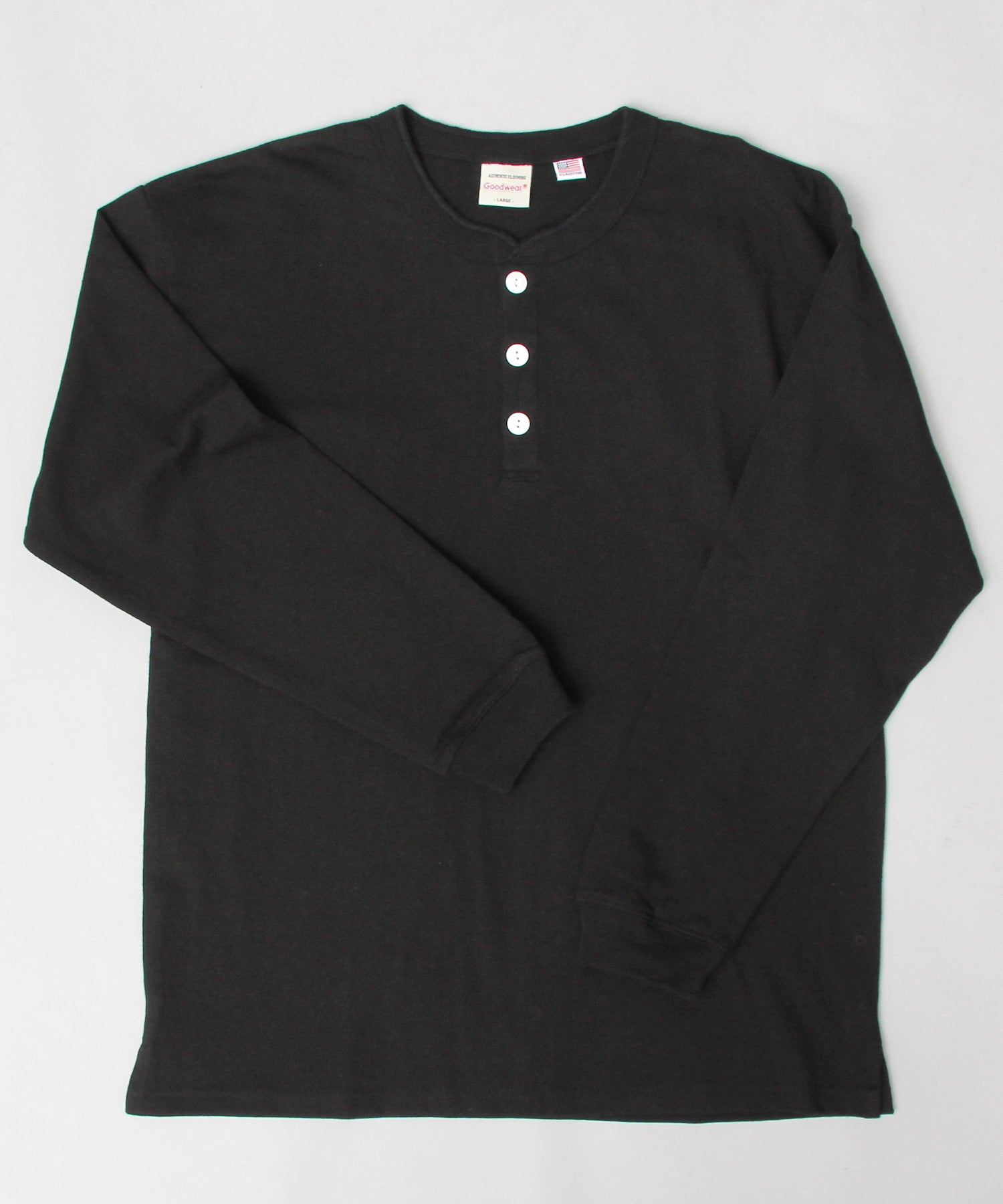 グッドウェア GOODWEAR USAコットン ヘンリーネック ロングスリーブTシャツ ロンT 長袖 レギュラーシルエット （ダークグリーン） ダークグリーン