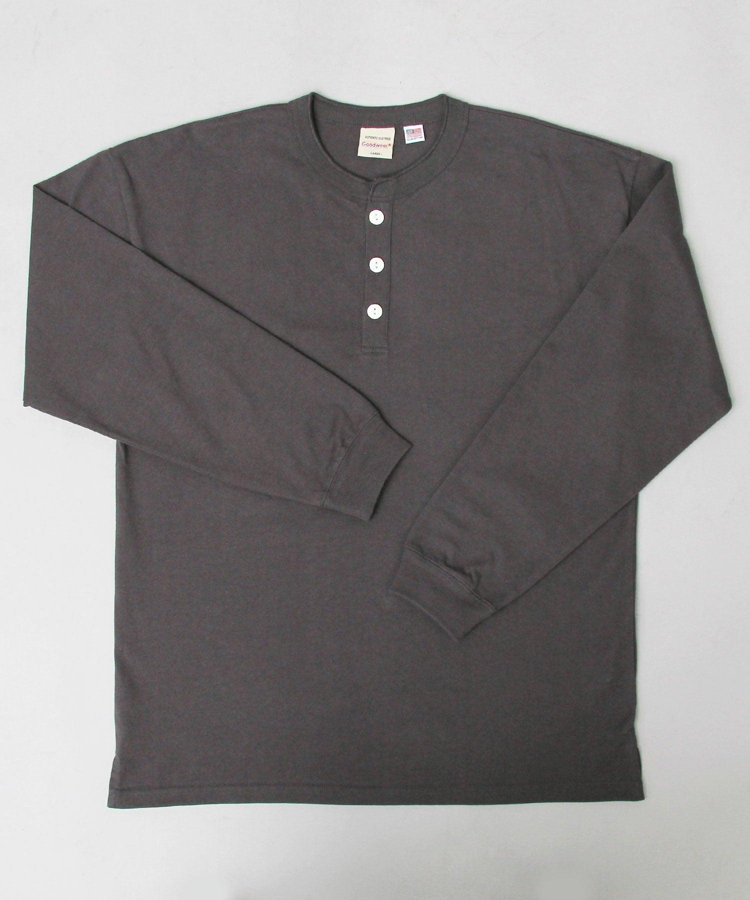 グッドウェア GOODWEAR USAコットン ヘンリーネック ロングスリーブTシャツ ロンT 長袖 レギュラーシルエット （ダークグリーン） ダークグリーン