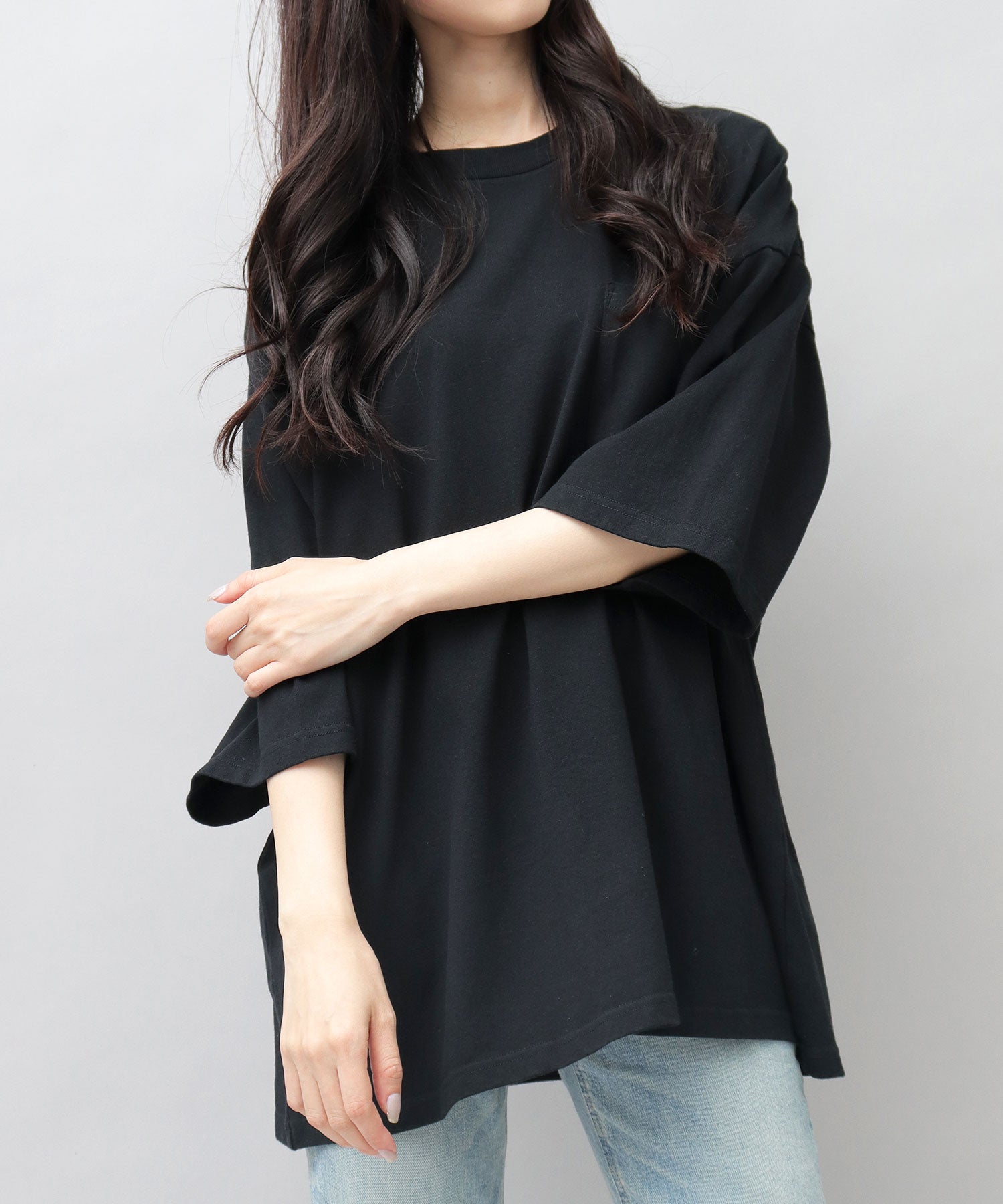 グッドウェア GOODWEAR USAコットン ポケット付き Tシャツ 半袖 スーパービッグシルエット オーバーサイズ （ブラック） ブラック