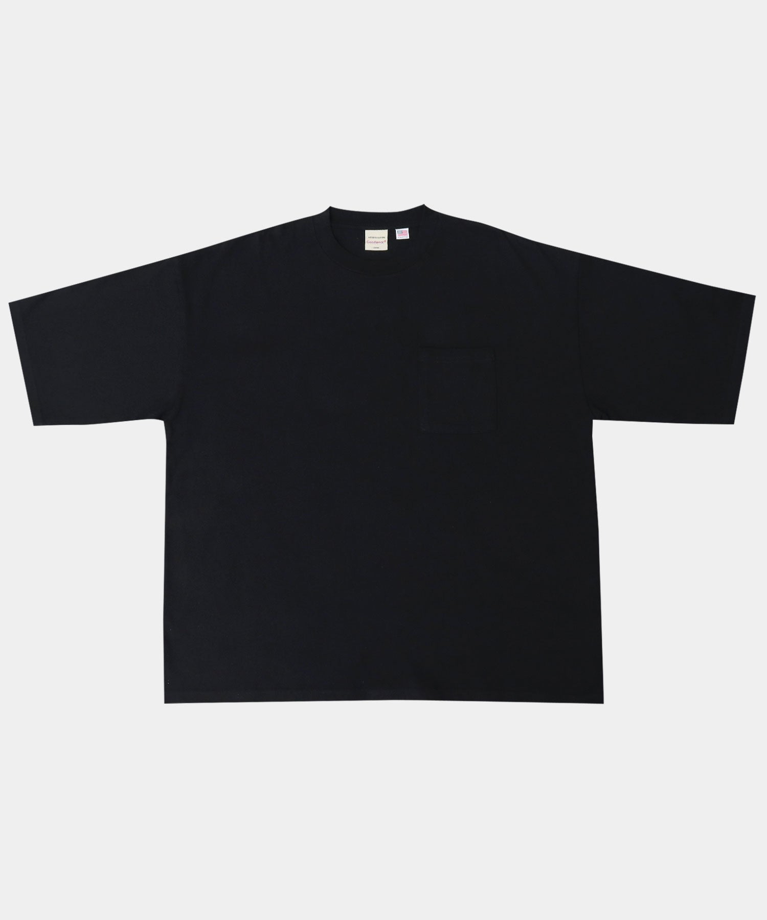 グッドウェア GOODWEAR USAコットン ポケット付き Tシャツ 半袖 スーパービッグシルエット オーバーサイズ （ブラック） ブラック