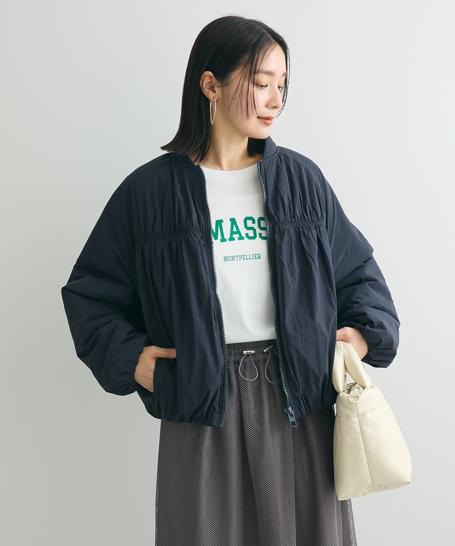 グリーン パークス Green Parks 中綿シャーリングブルゾン （サックスブルー） サックスブルー