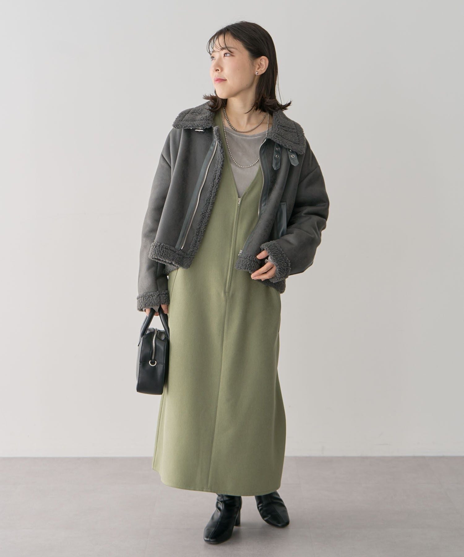 グリーン パークス Green Parks フェイクムートンブルゾン