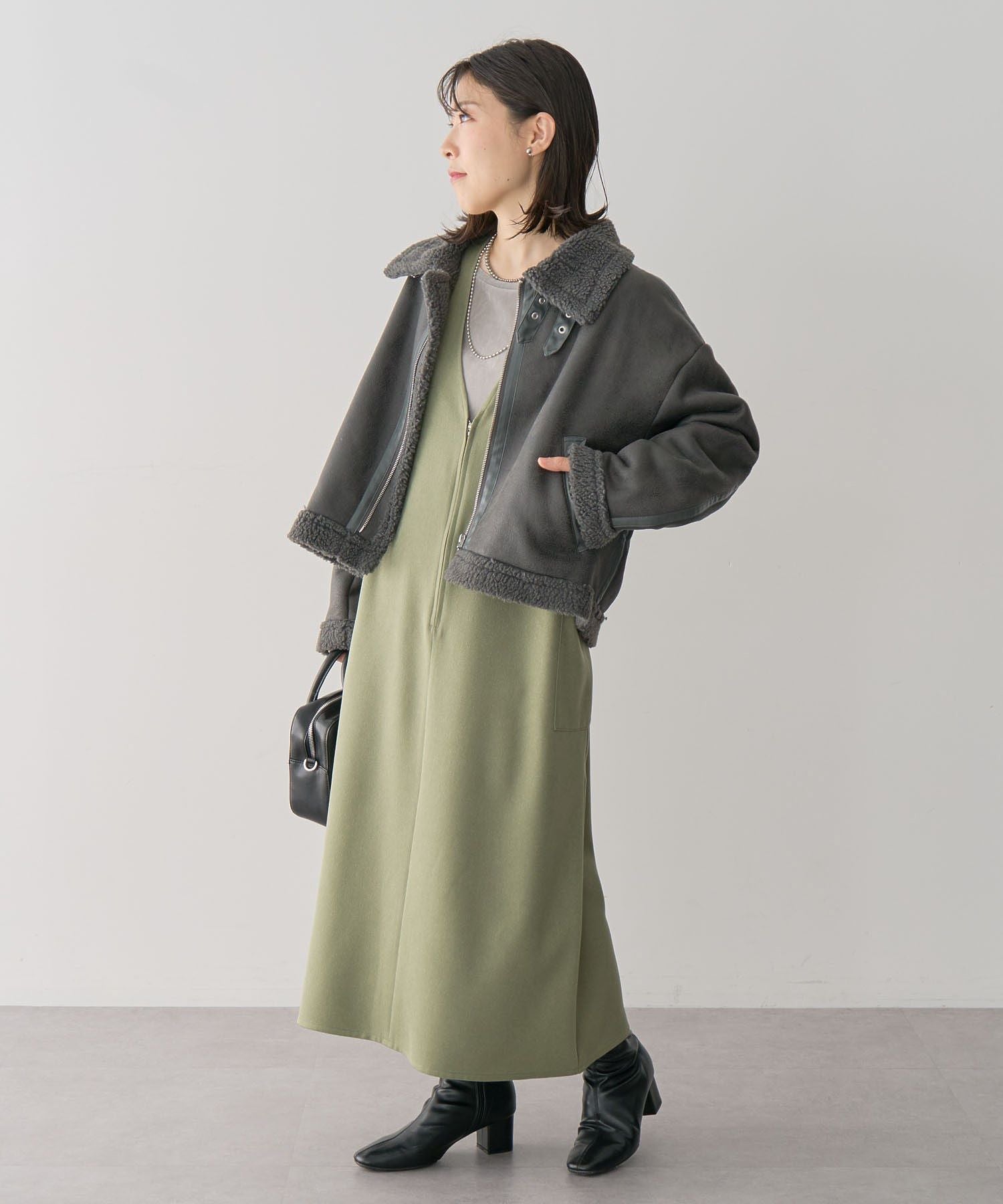 グリーン パークス Green Parks フェイクムートンブルゾン