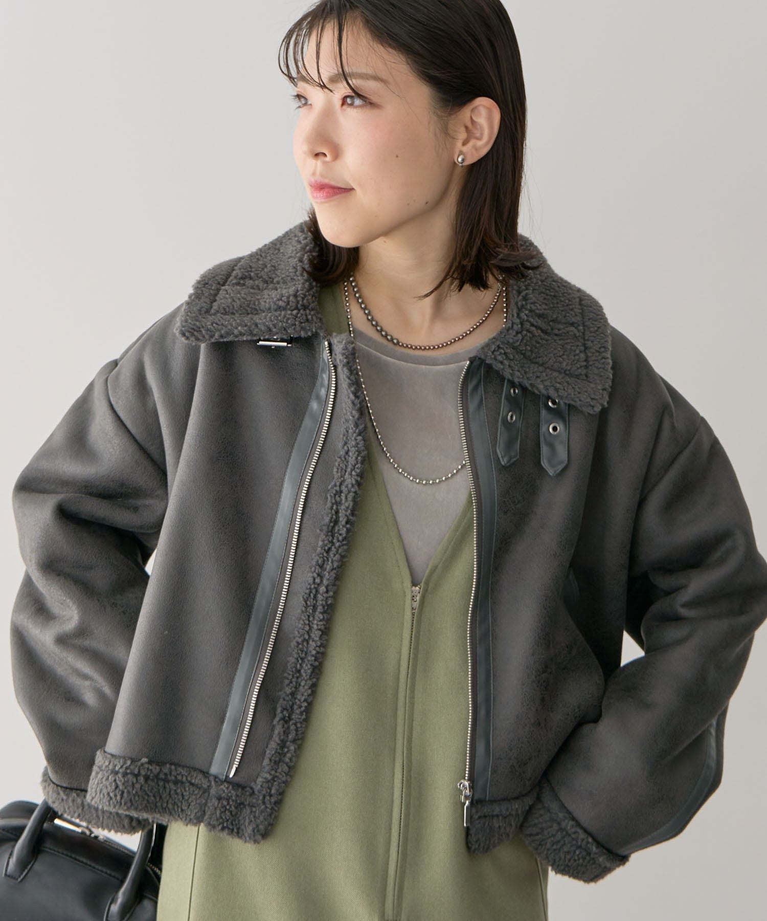 グリーン パークス Green Parks フェイクムートンブルゾン