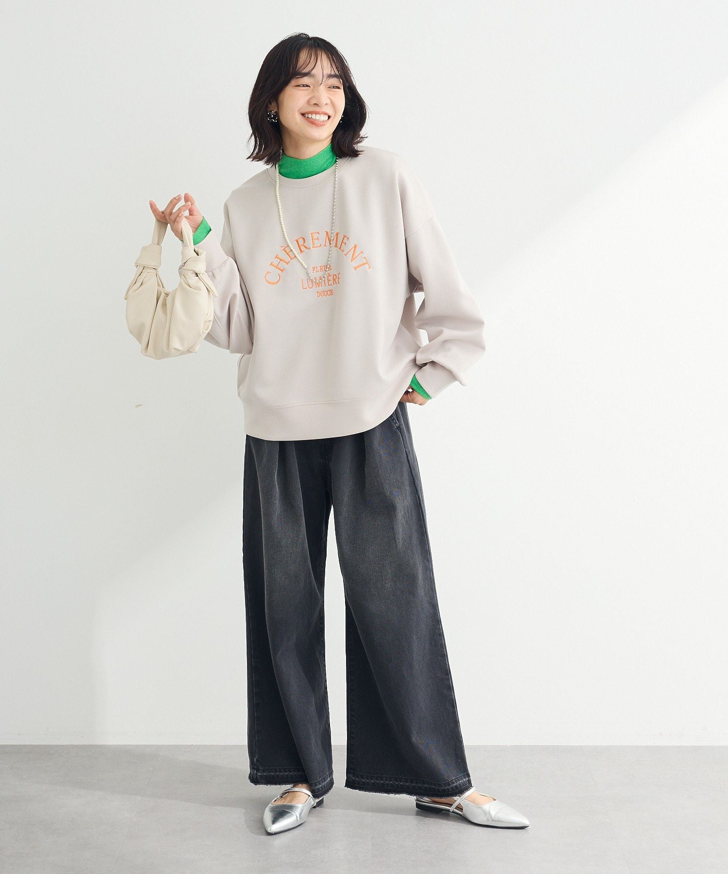 グリーン パークス Green Parks タックワイドデニムパンツ （ホワイト） ホワイト