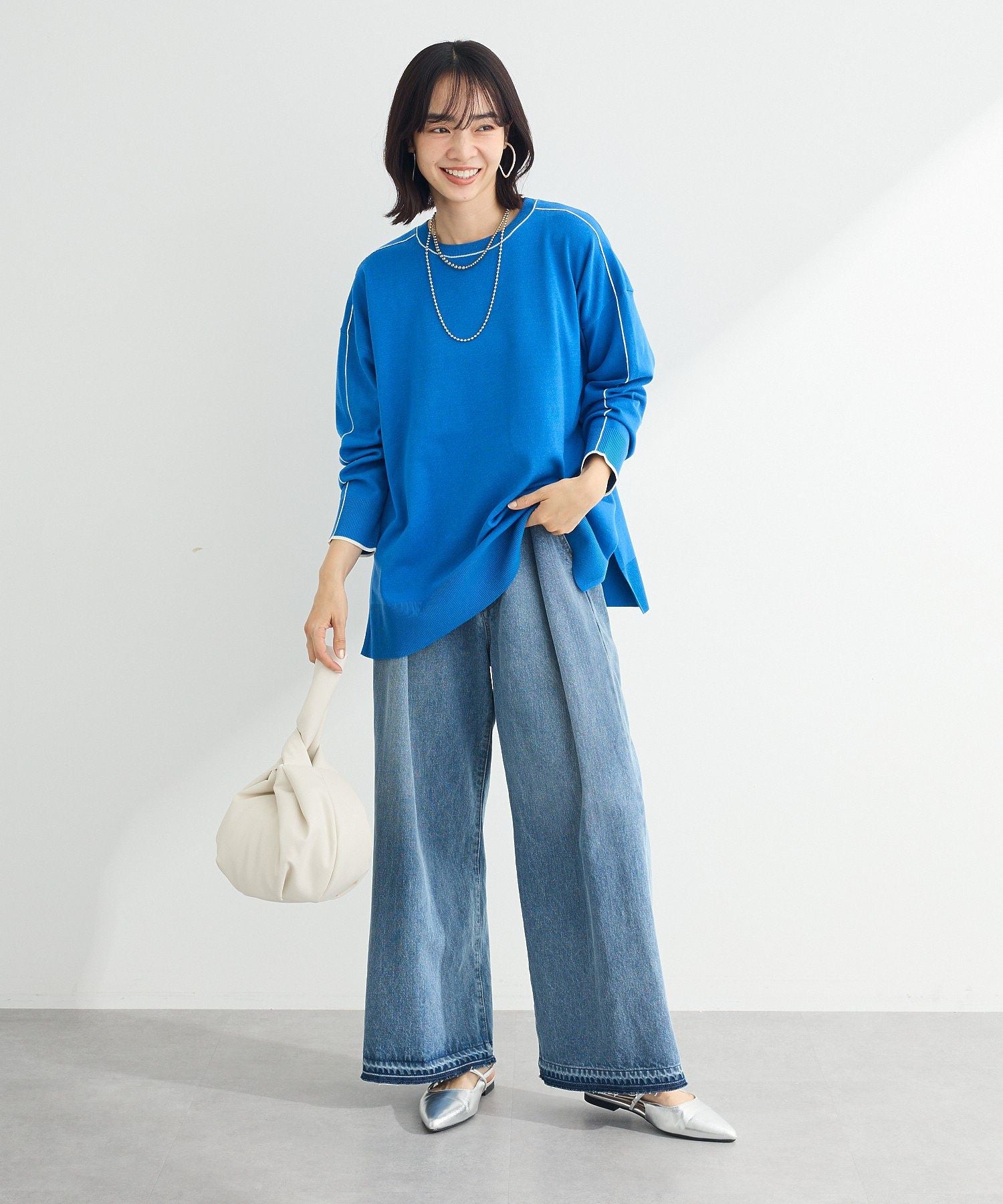 グリーン パークス Green Parks タックワイドデニムパンツ （ホワイト） ホワイト