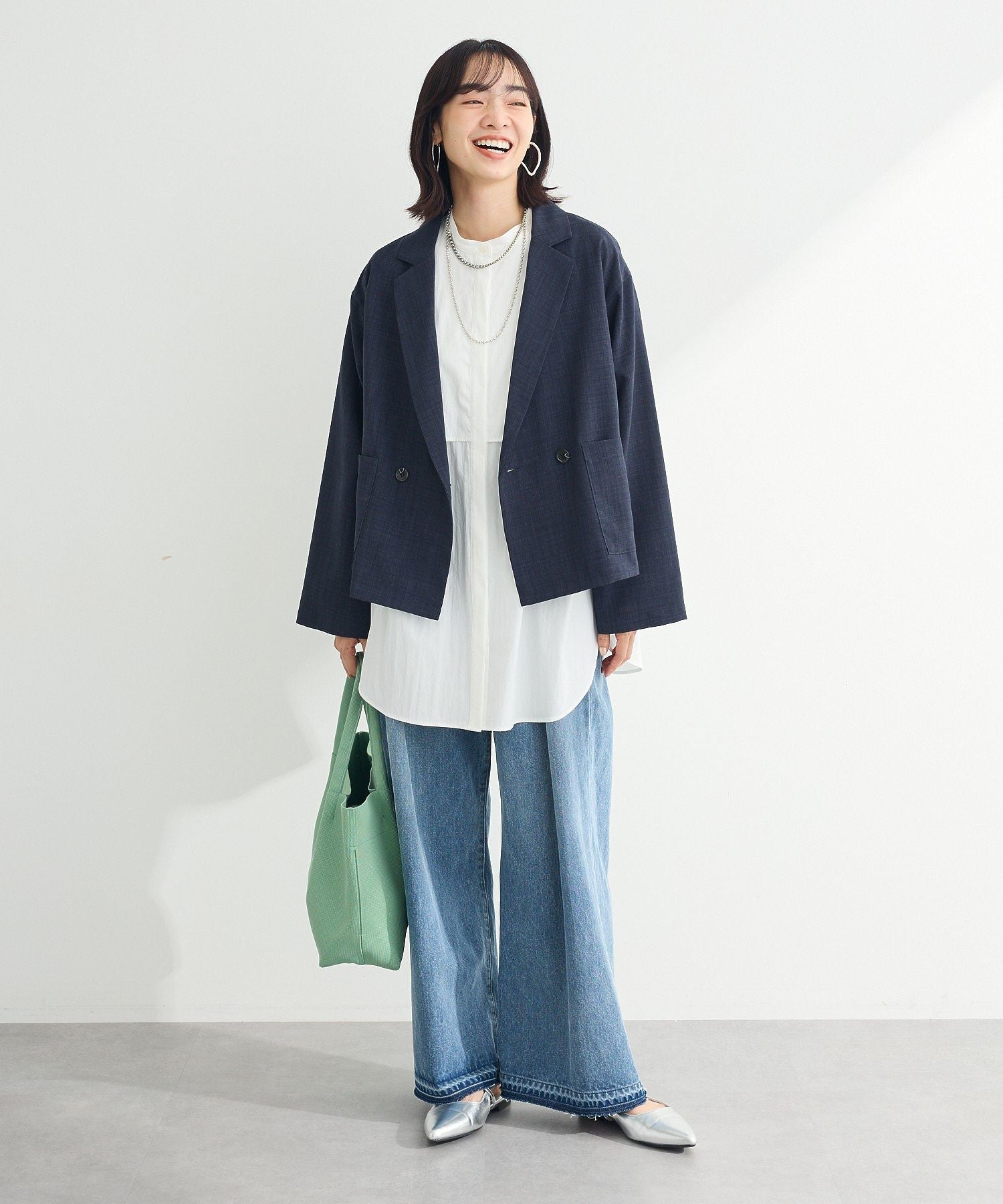 グリーン パークス Green Parks タックワイドデニムパンツ （ホワイト） ホワイト