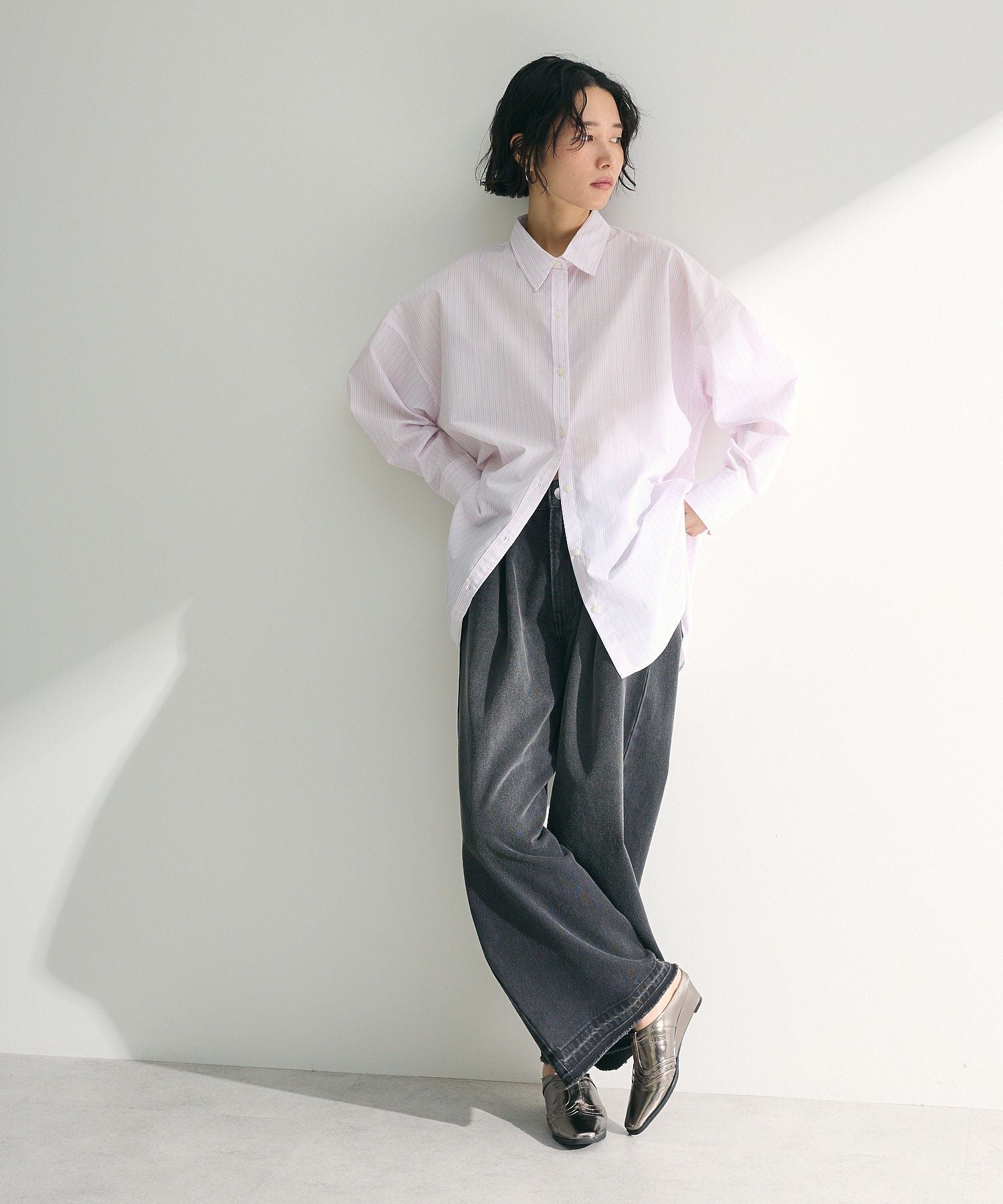 グリーン パークス Green Parks タックワイドデニムパンツ （ホワイト） ホワイト