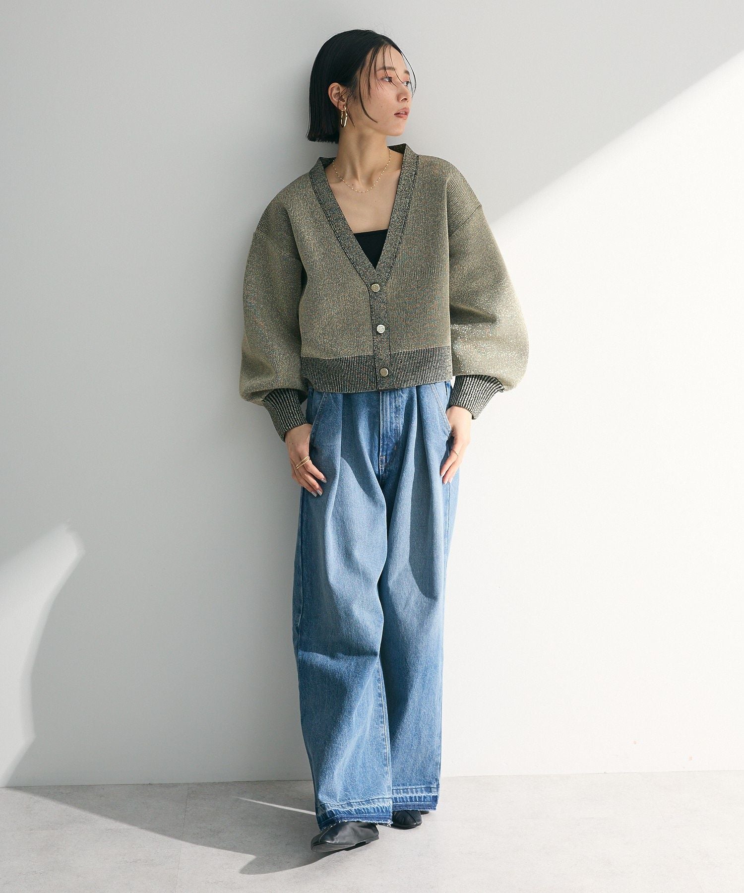 グリーン パークス Green Parks タックワイドデニムパンツ （ホワイト） ホワイト