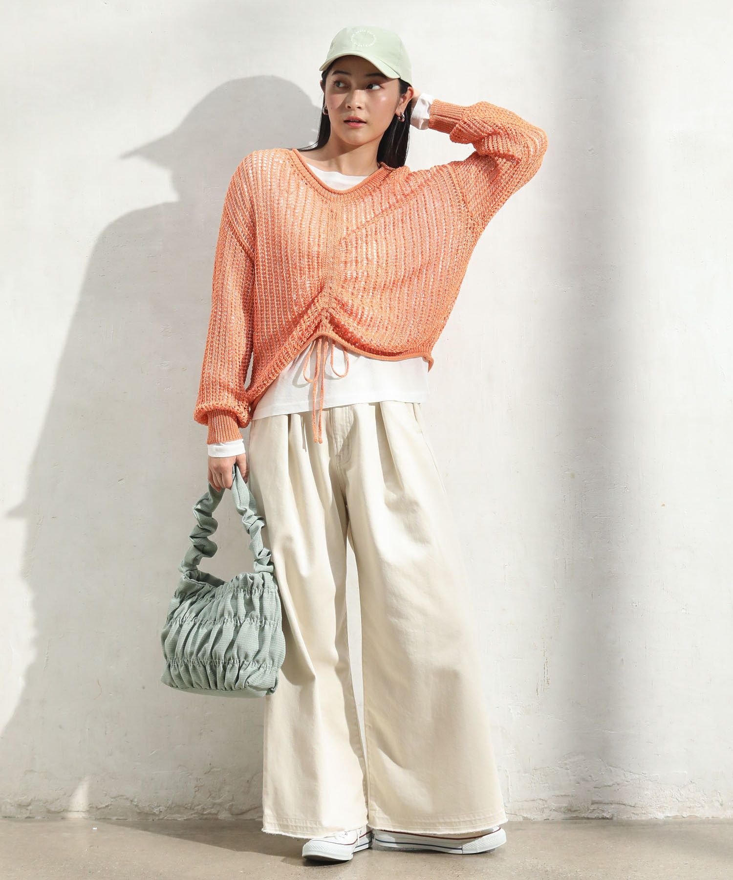 グリーン パークス Green Parks タックワイドデニムパンツ （ホワイト） ホワイト