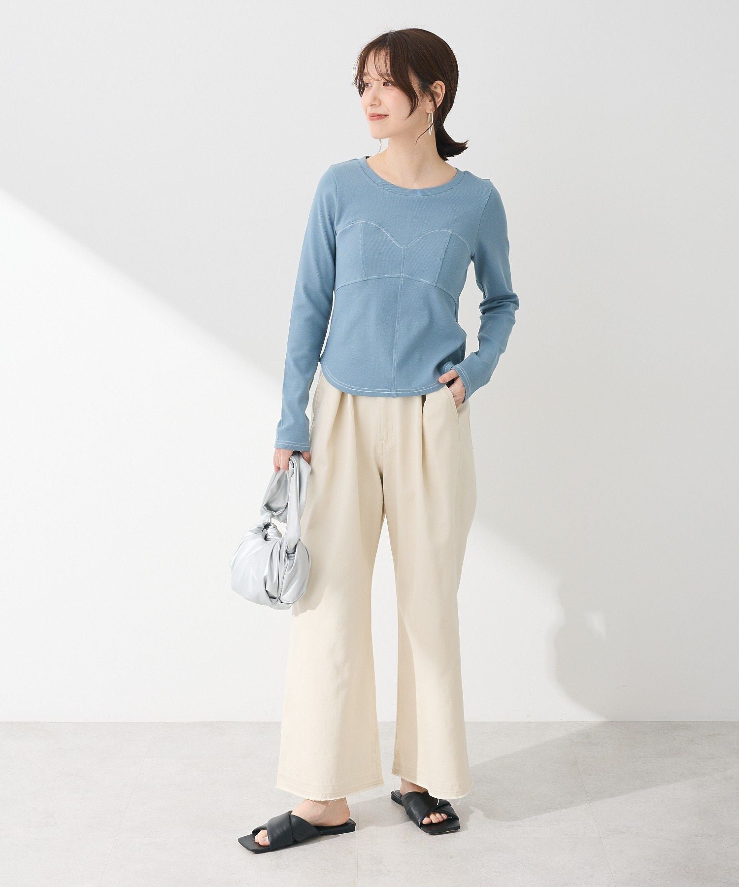 グリーン パークス Green Parks タックワイドデニムパンツ （ホワイト） ホワイト