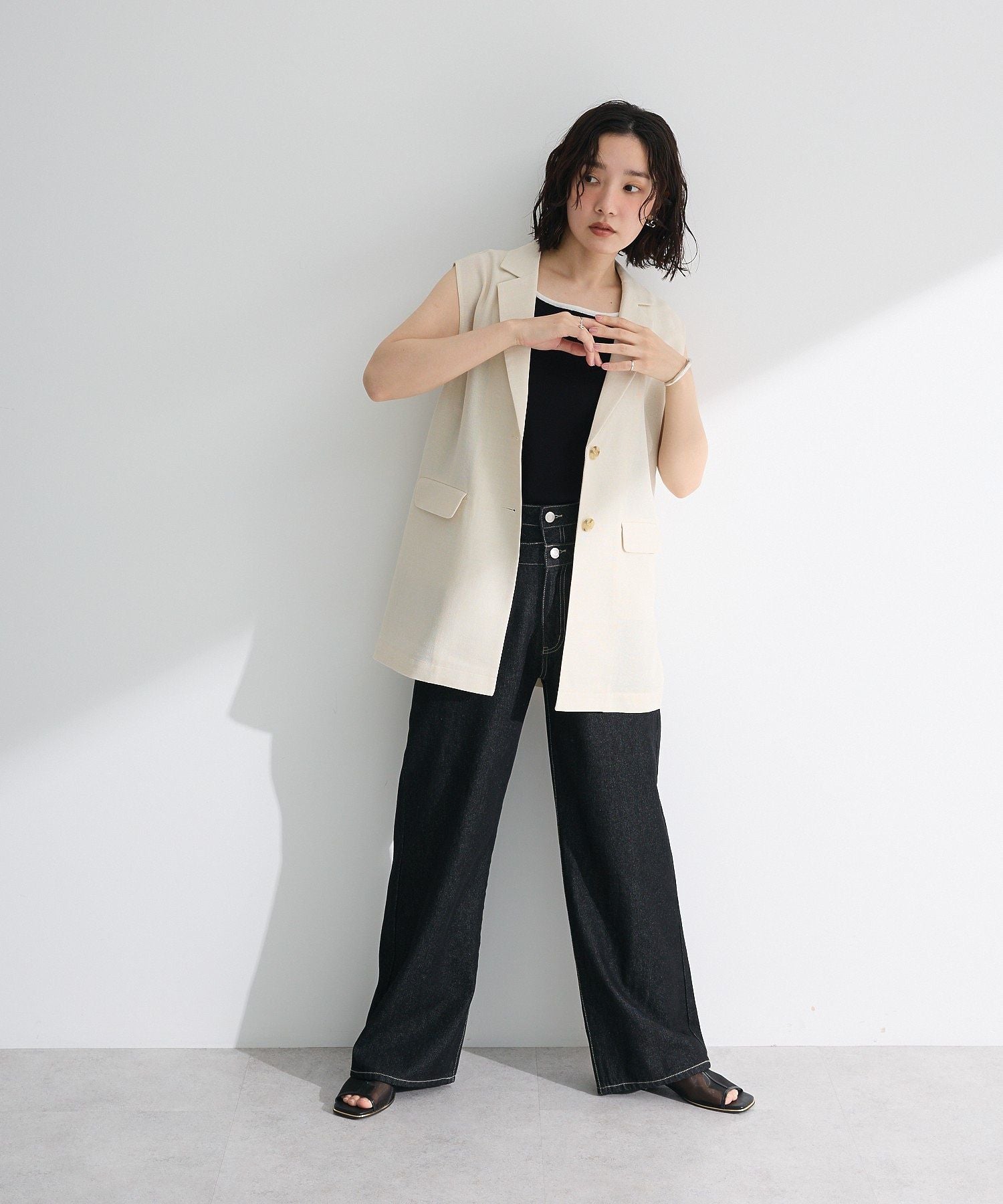 グリーン パークス Green Parks ・ELENCARE DUE バイカラーニットタンク （カーキ） カーキ