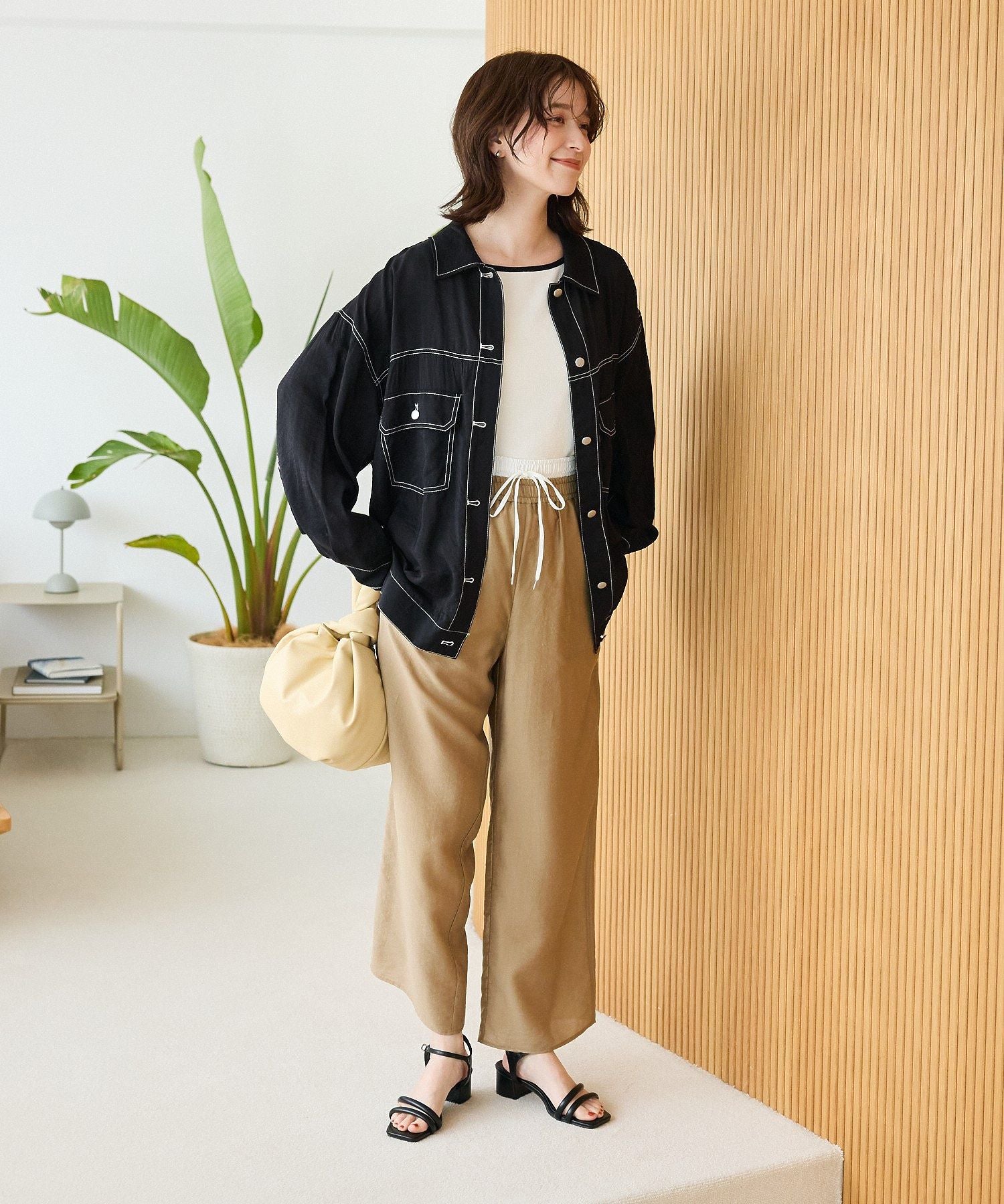 グリーン パークス Green Parks ・ELENCARE DUE バイカラーニットタンク （カーキ） カーキ