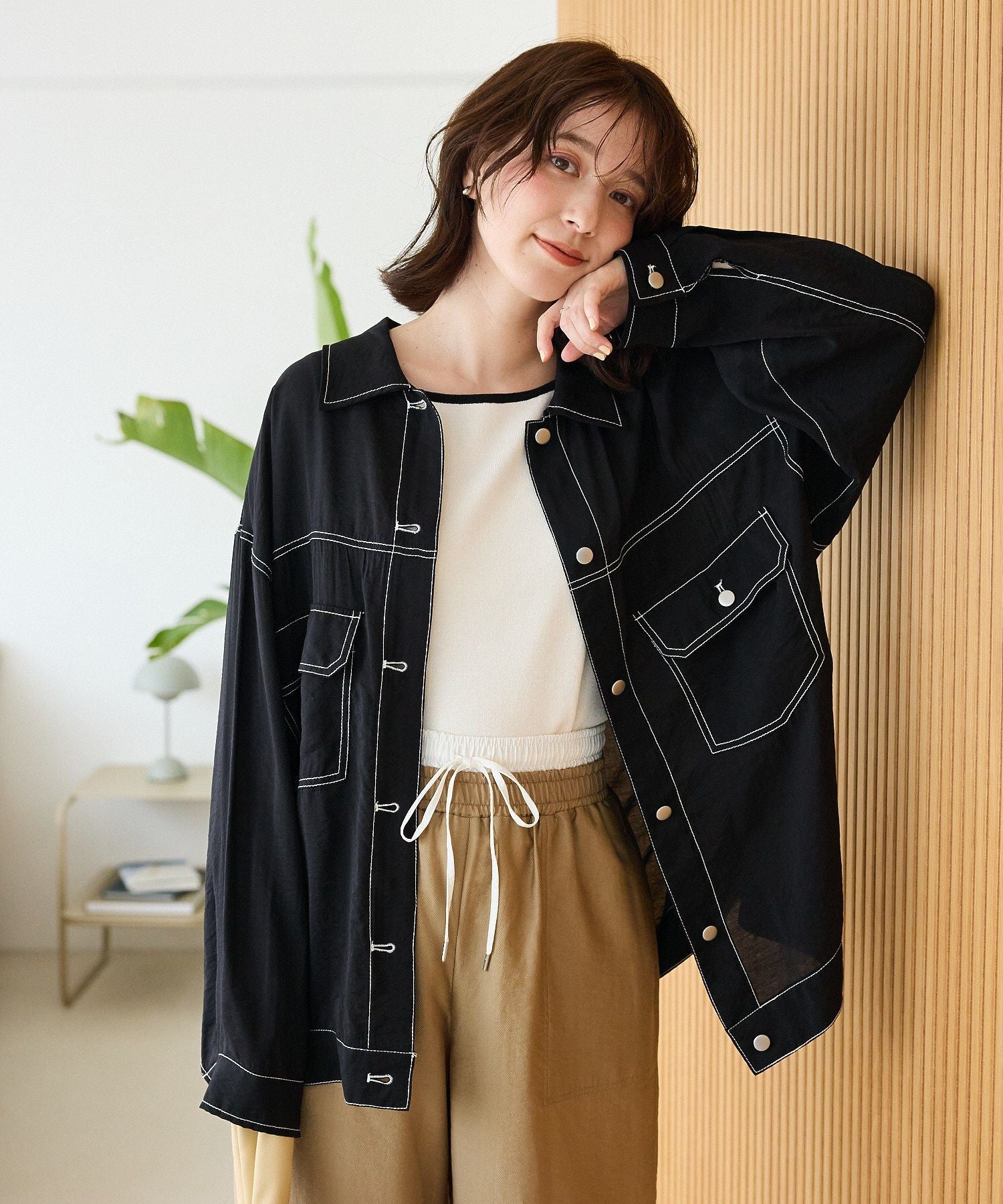 グリーン パークス Green Parks ・ELENCARE DUE バイカラーニットタンク （カーキ） カーキ