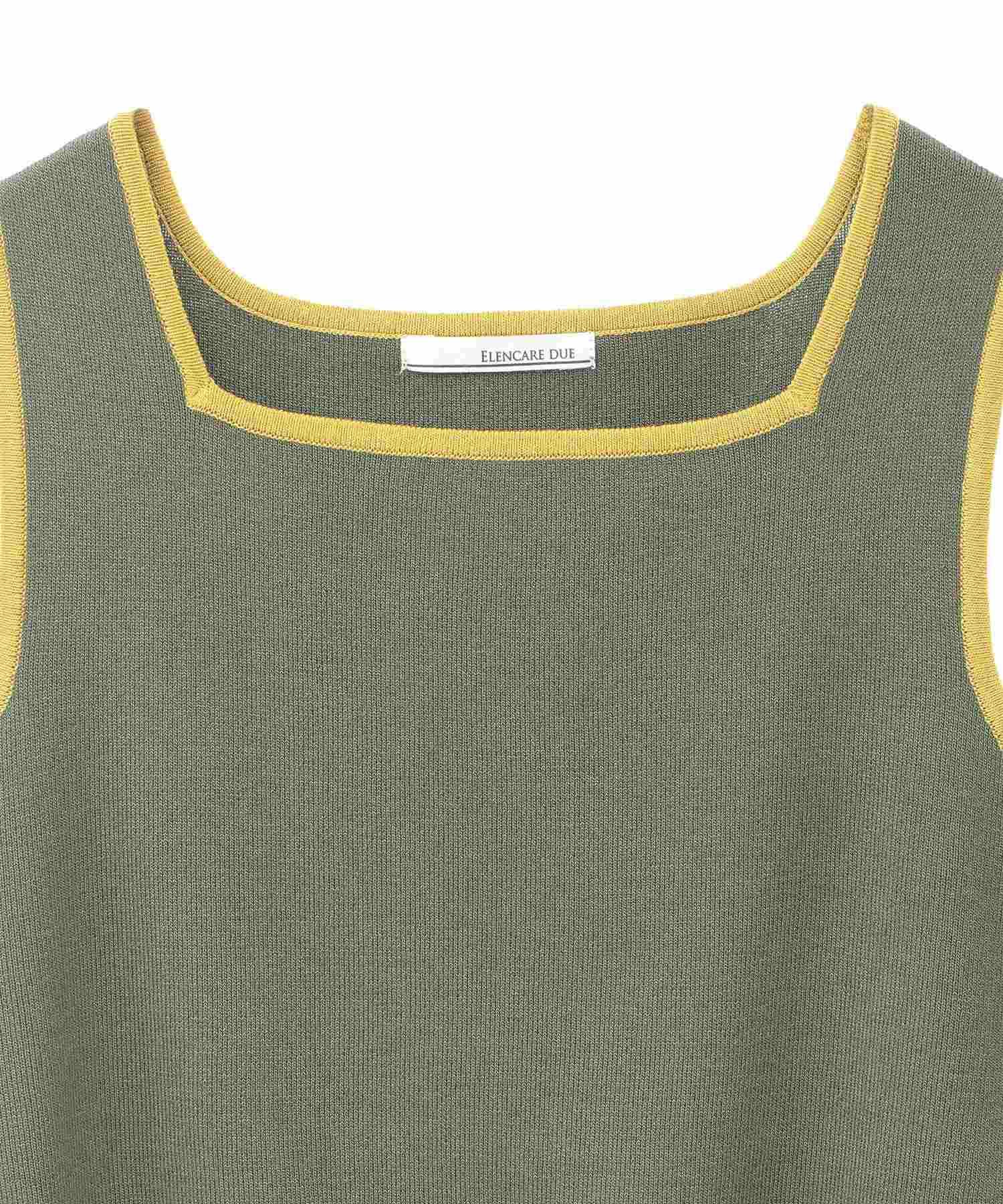 グリーン パークス Green Parks ・ELENCARE DUE バイカラーニットタンク （カーキ） カーキ
