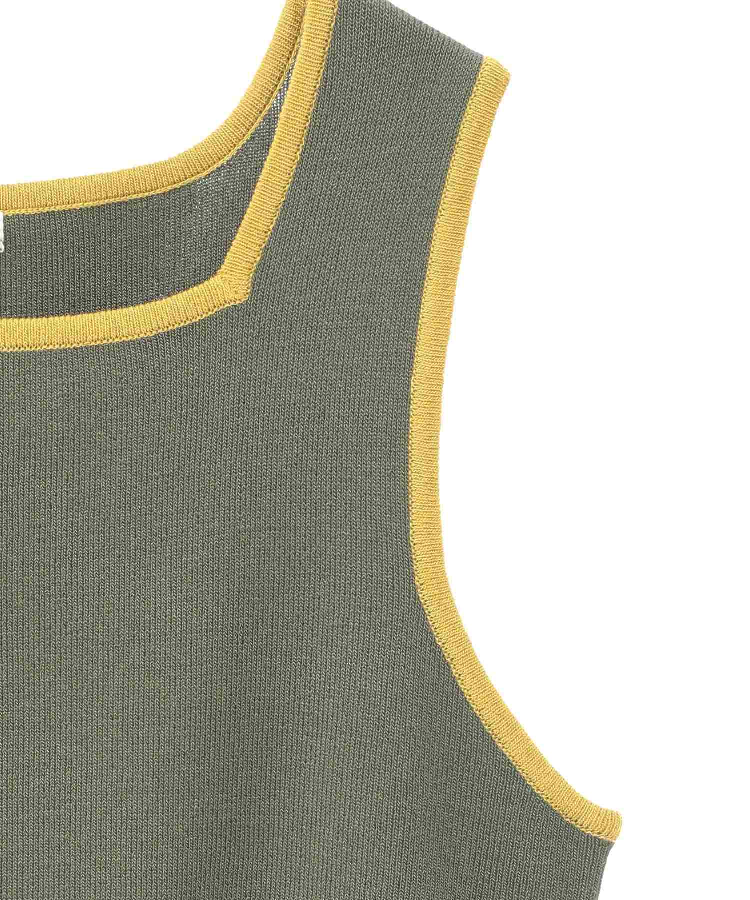 グリーン パークス Green Parks ・ELENCARE DUE バイカラーニットタンク （カーキ） カーキ