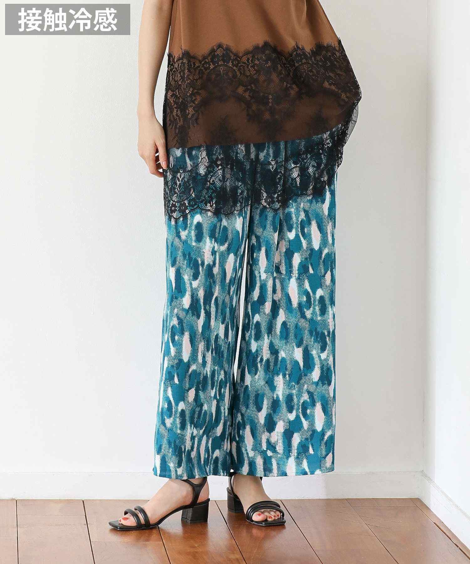 グリーン パークス Green Parks 柄イージーパンツⅣ(ワイド) （グリーン） グリーン