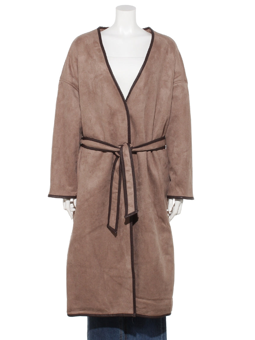 グリーン パークス Green Parks 【ELENCARE DUE】フェイクムートンガウンロングコート （モカ） モカ