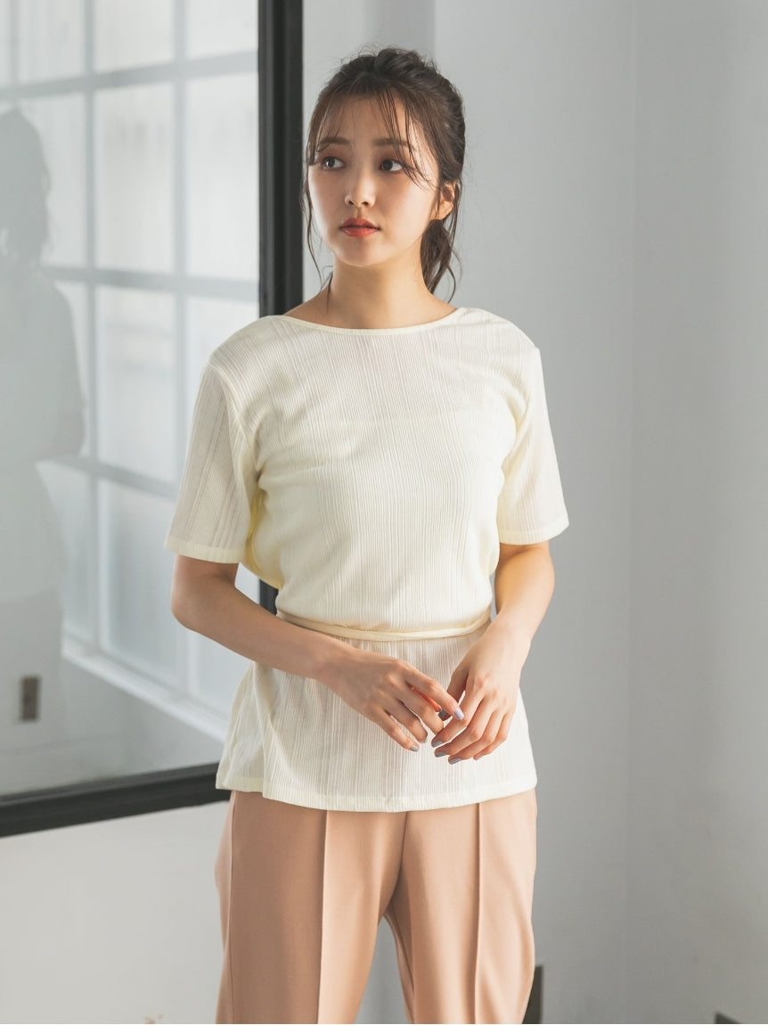 グリーン パークス Green Parks 【E hyphen world gallery】バックカシュクールリブプルオーバー （ライトベージュ） ライトベージュ