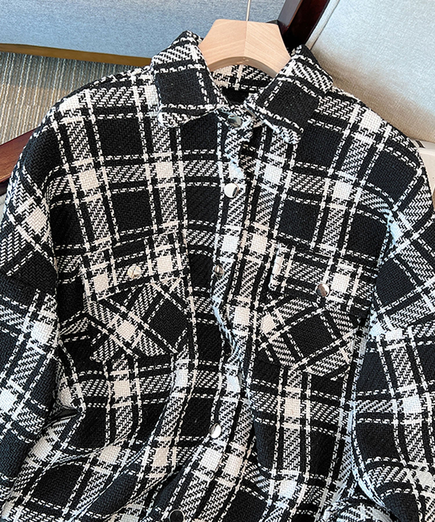 グランディール Grandeir ビッグシルエットチェック柄シャツジャケット