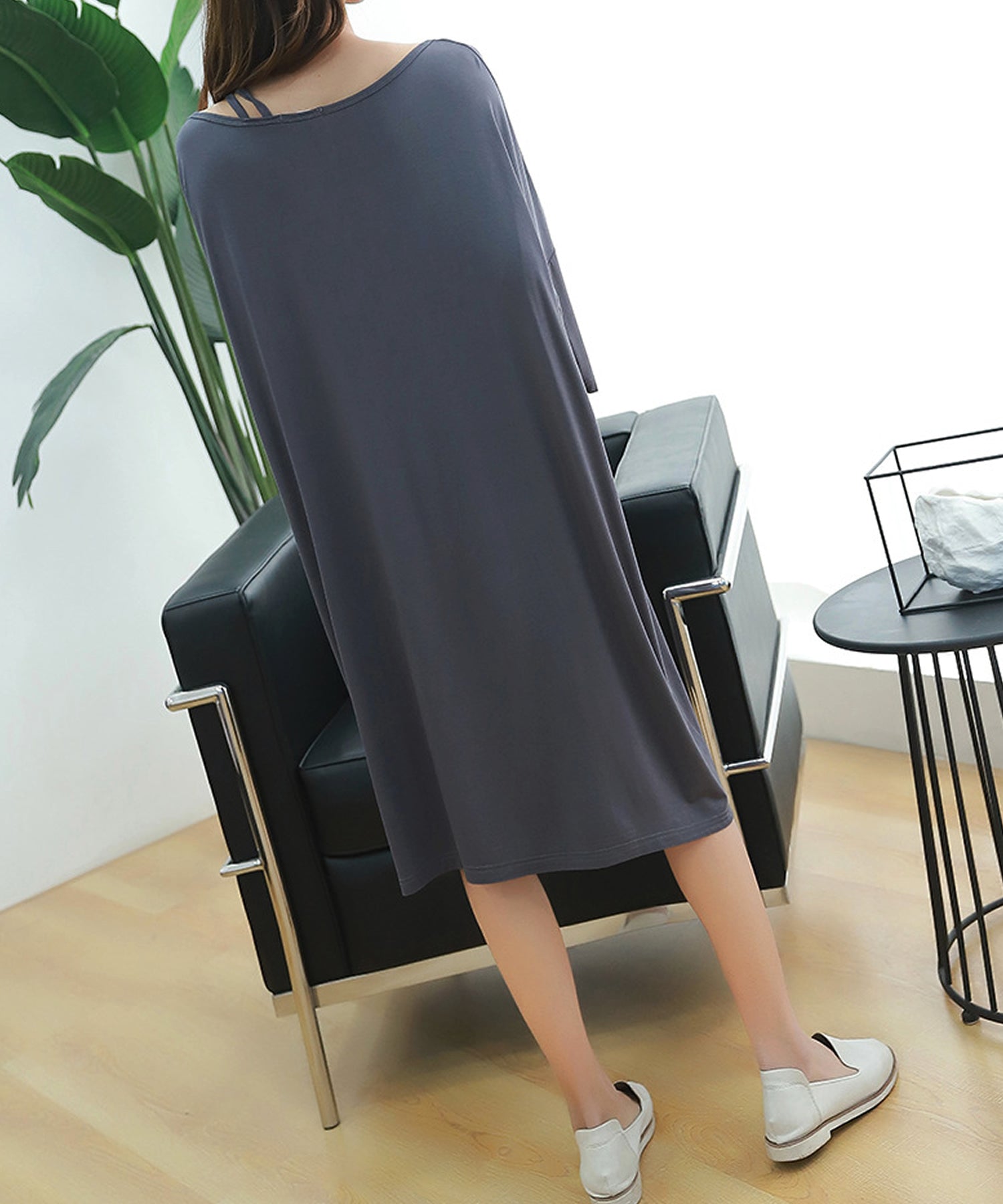 Grandeir 一字肩家居服連身裙