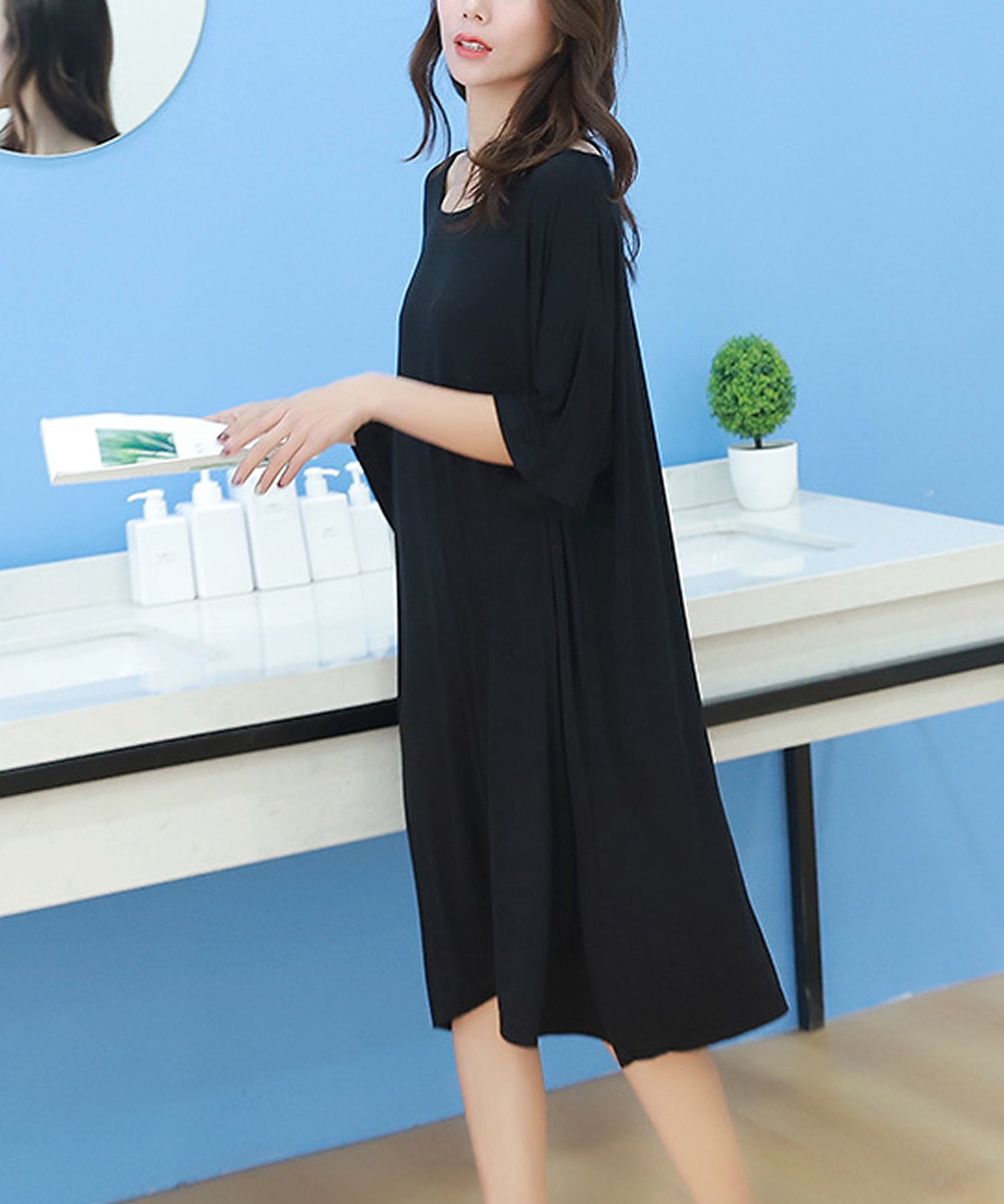 Grandeir 一字肩家居服連身裙