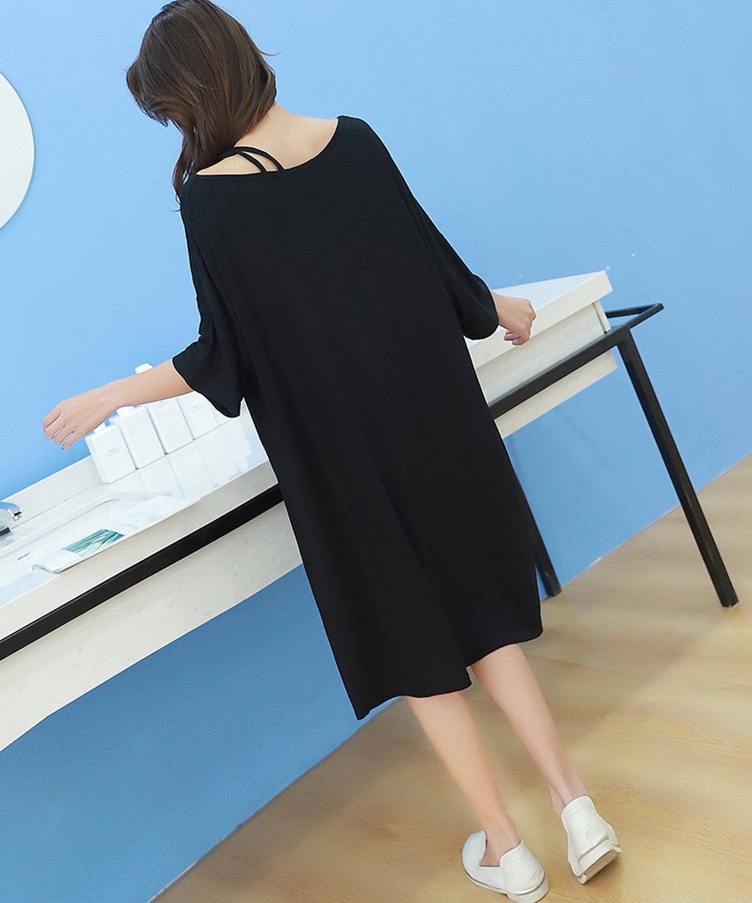 Grandeir 一字肩家居服連身裙