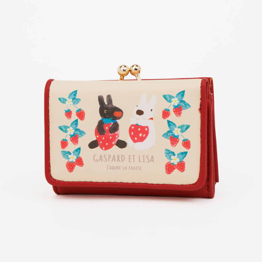 リサトガスパール Gaspard et Lisa リサとガスパール イチゴ柄 がま口 三つ折り財布（レッド） レッド