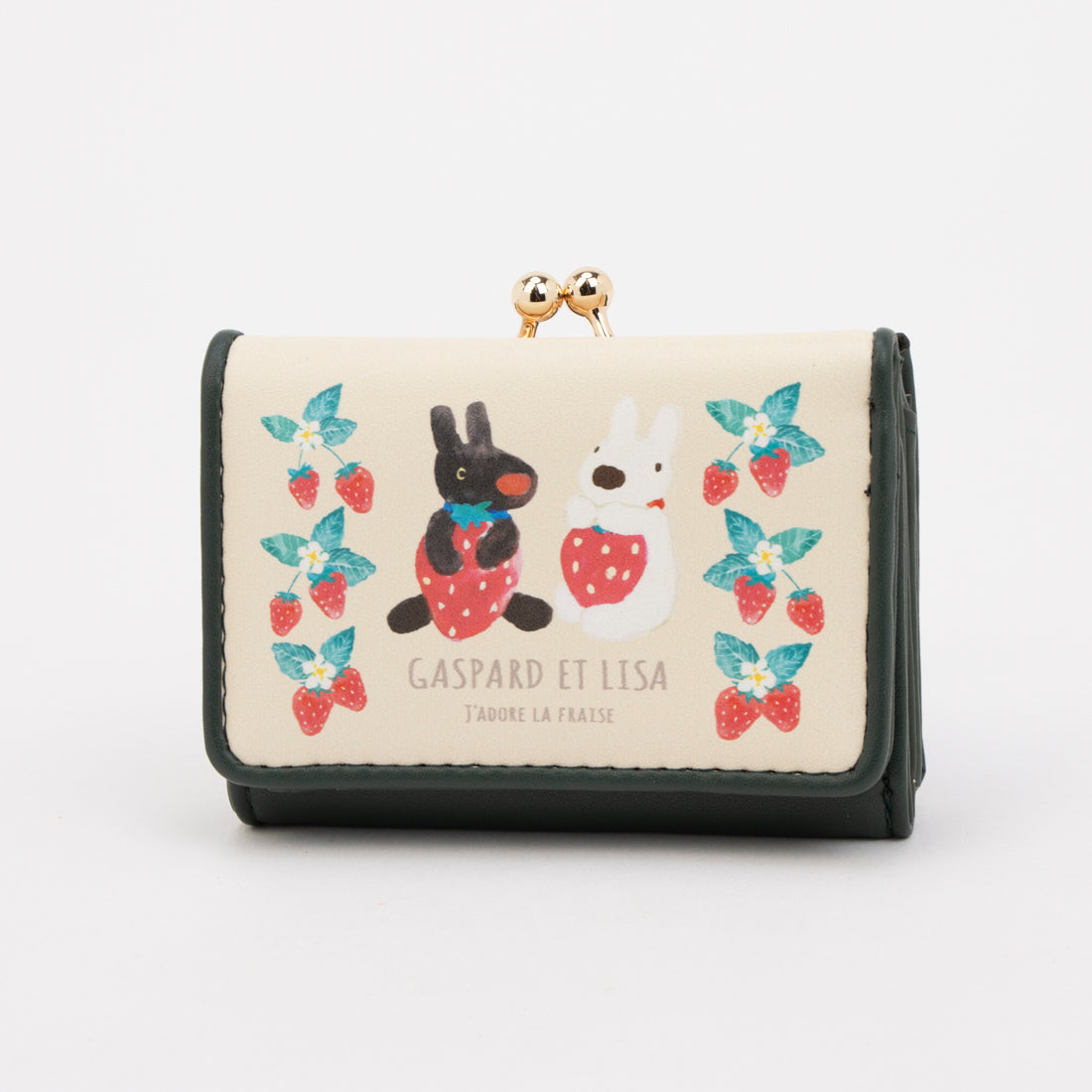 リサトガスパール Gaspard et Lisa リサとガスパール イチゴ柄 がま口 三つ折り財布 （グリーン） グリーン