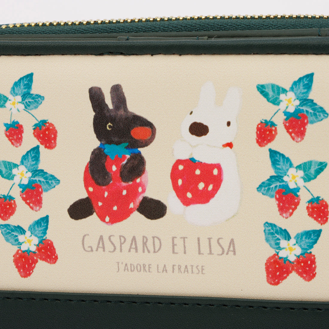 リサトガスパール Gaspard et Lisa リサとガスパール イチゴ柄 ラウンドファスナー 二つ折り財布 （グリーン） グリーン
