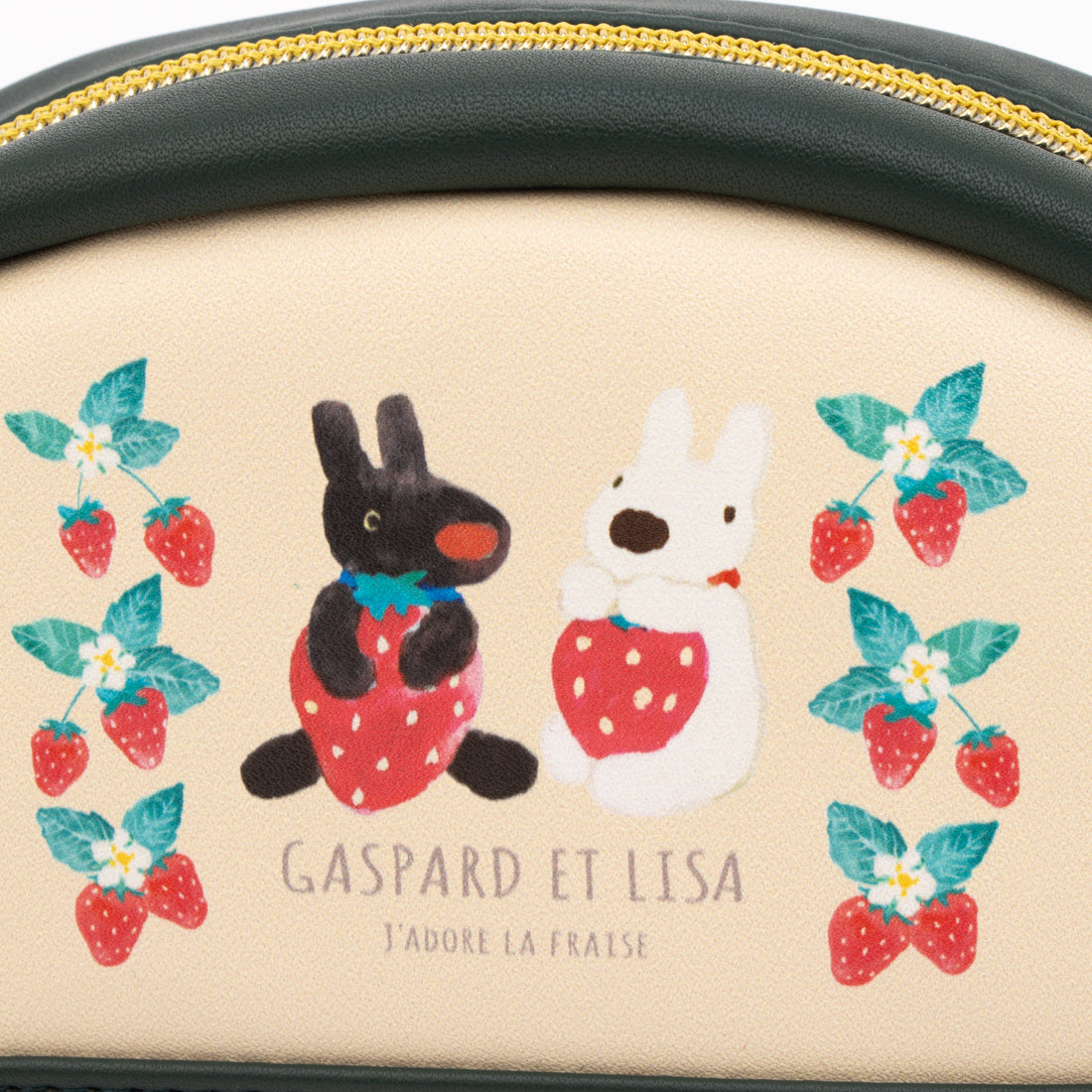 リサトガスパール Gaspard et Lisa リサとガスパール イチゴ柄 コスメポーチ 半月型 （グリーン） グリーン